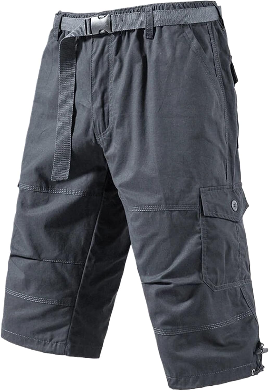 Men's Crop Pants Casual Cargo Shorts Zipper Pockets Lightweight Summer 3/4 Sweatpants