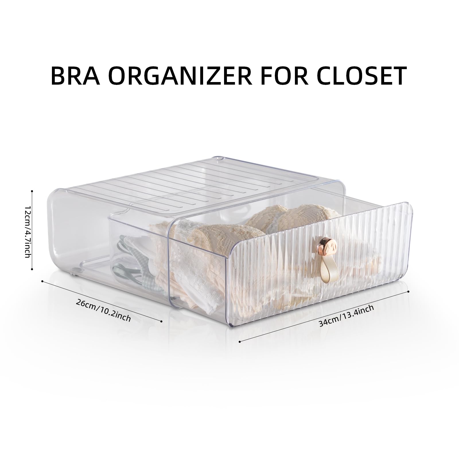Organizer per cassetti per biancheria intima, organizer impilabile per reggiseni, calzini, cravatte, cinture, sciarpe
