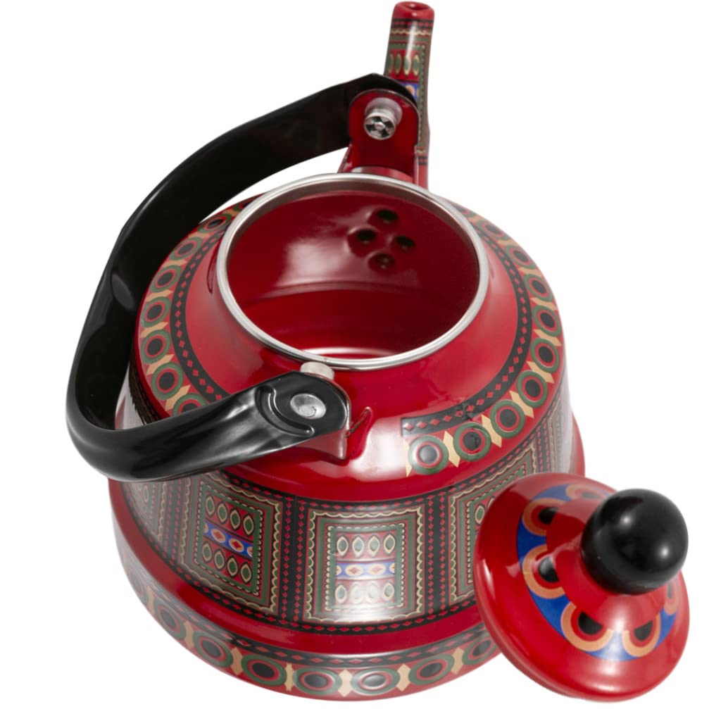 Cabilock Théière émaillée - Vintage - Bouilloire antique - Rétro - Bouilloire nostalgique - Cafetière émaillée - Pichet à induction - 1,7 l - Rouge