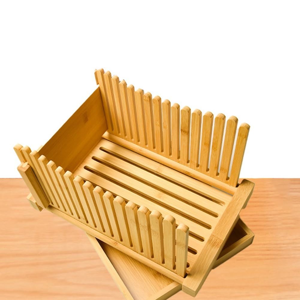 Cortador de pan de madera, ajustable, plegable, manual, multifuncional, para tostadas, frutas, verduras, herramienta de cocina (onda)
