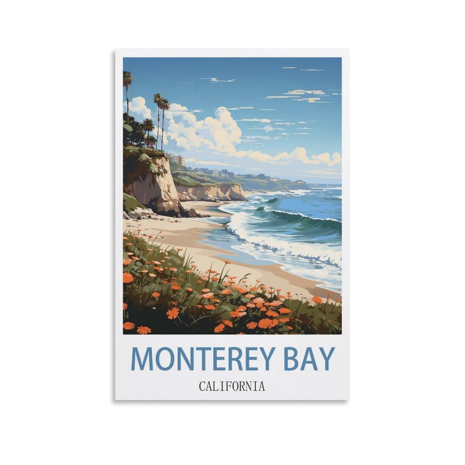 EZMLFA 5D Diamond Art Kits for Beginner,Monterey Bay California Kits for Adults and Kids, Full Drill Round Rhinestone Paint with Diamonds,DIY 5D Diamond Art 40x40cm