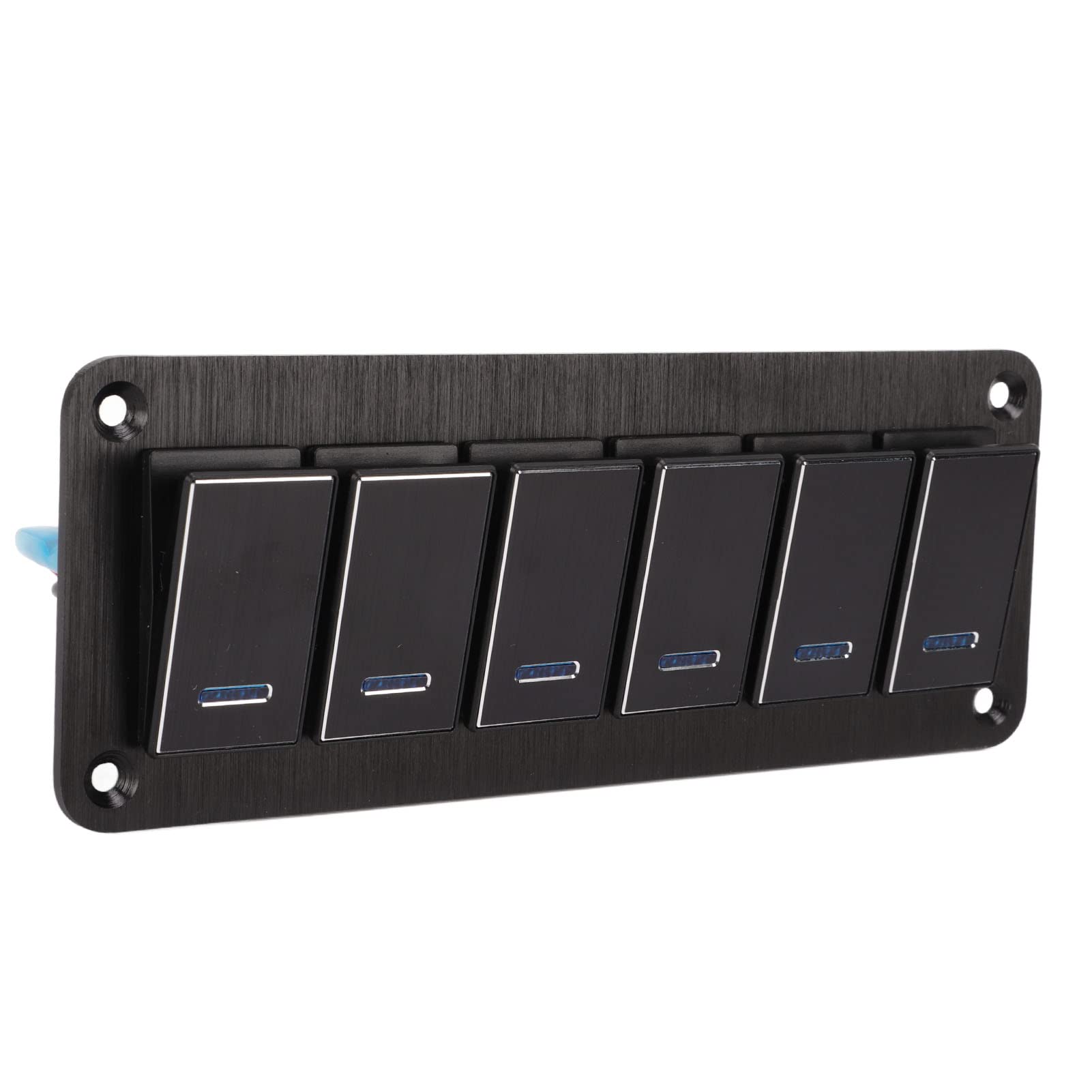 Fabater 6 Gang Wodoodporny Panel Przełącznika Dwupozycyjnego DC12V-24V 30A Wstępnie Okablowany 3PIN Niebieskie światło Tła Stop Aluminium dla łódź Morska RV Jacht Samochód