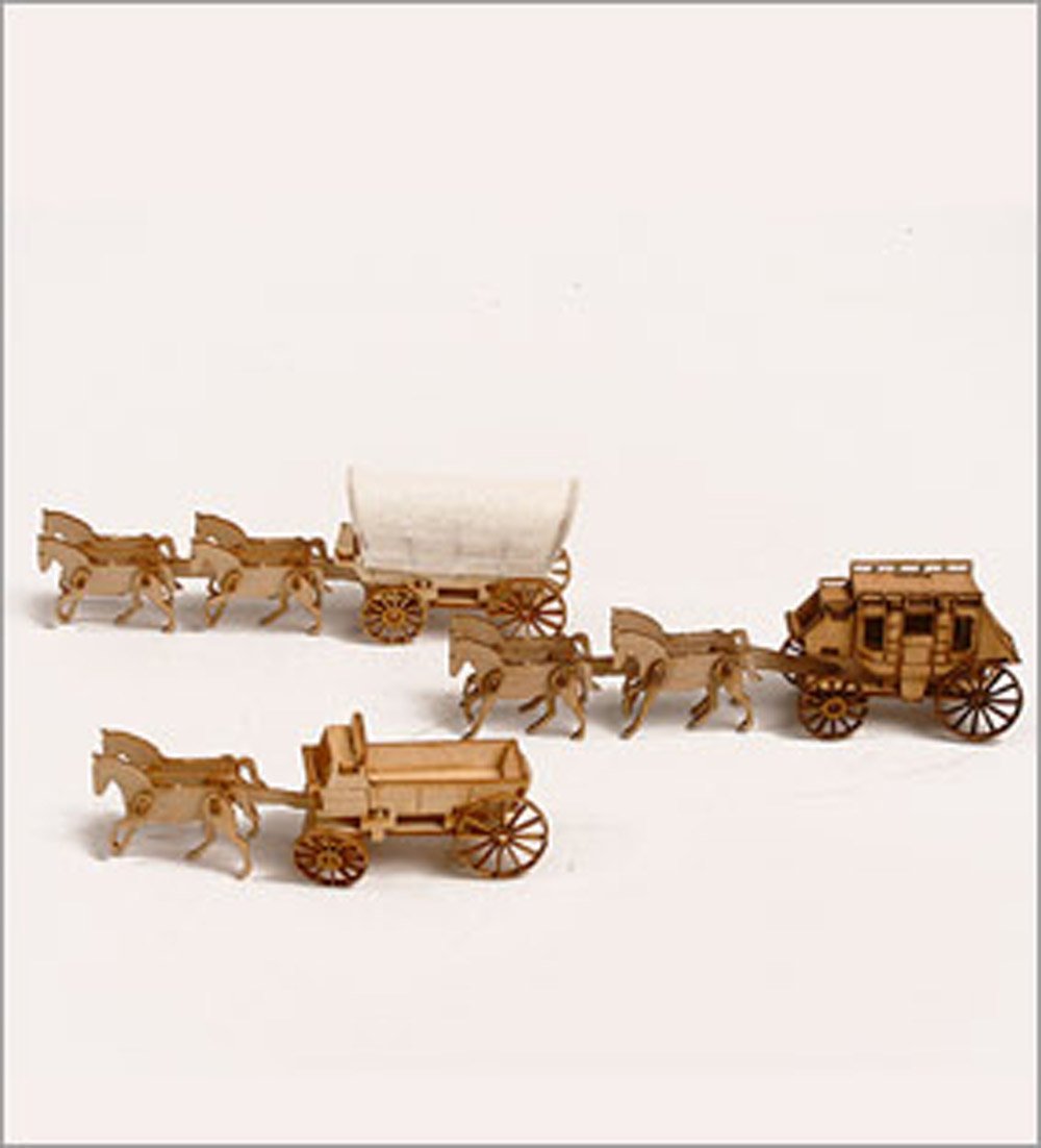 Amazon.com: Desktop Wooden Model Kit Western Wagon Set