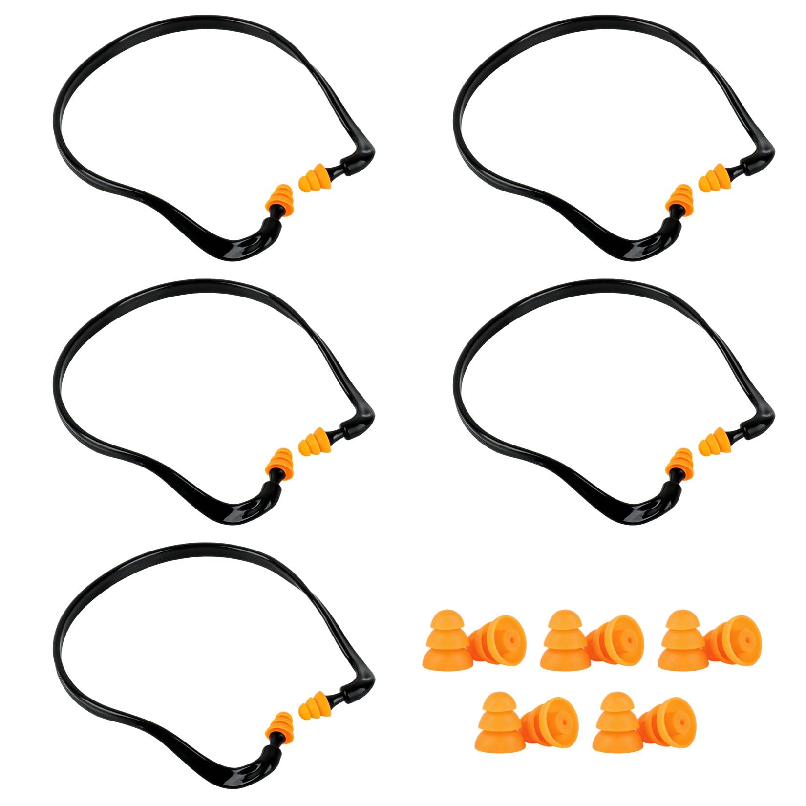 5 Pz Cuffie Antirumore Lavoro, Tappi Orecchie Antirumore per Lavoro, Concerti, Sonno, Viaggi, Tiro Sportivo, con 5 Paia di Tappi Orecchie Lavoros di Ricambio (14,5 x 14,8 cm) - 1