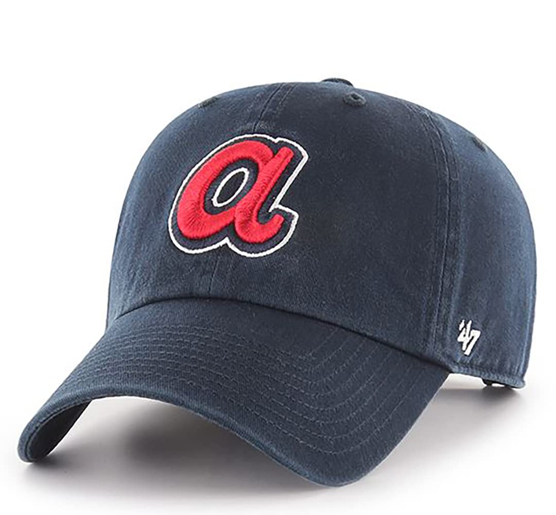 Atlanta Braves Navy Cooperstown Clean Up Adjustable Hat, Adult One Size Fits All, Navy, One size