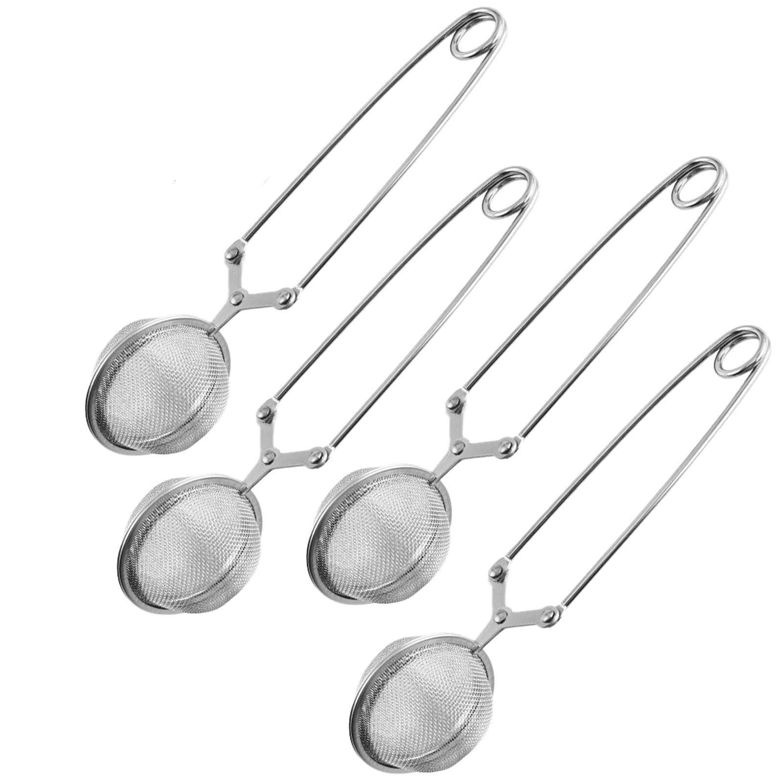 Mesh Snap Ball Tea Strainer with Handle,4 PCS Stainless Steel FineTea Infuser Filter for Loose Leaf Tea and Mulling Spices