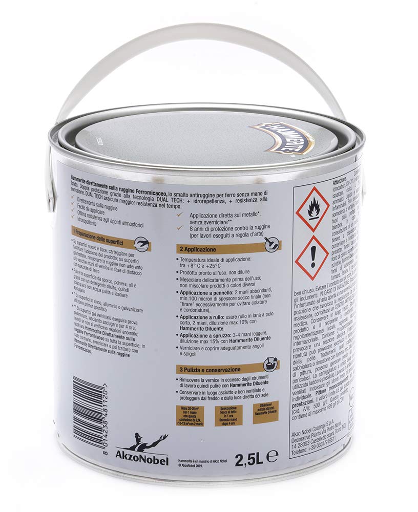 Hammerite Direttamente Sulla Ruggine Ferromicaceo Grigio Grafite 2.5 l