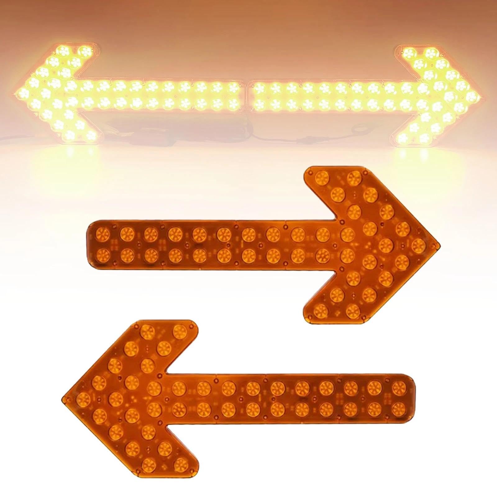 Feu De Flèche Directionnel À LED Pour Consultant En Trafic, Feu De Signalisation Pilote De Flèche 12 V-24 V Pour Chariot D'arrosage, Voiture De Travail Pour Balayeuse(ambre,60cm)