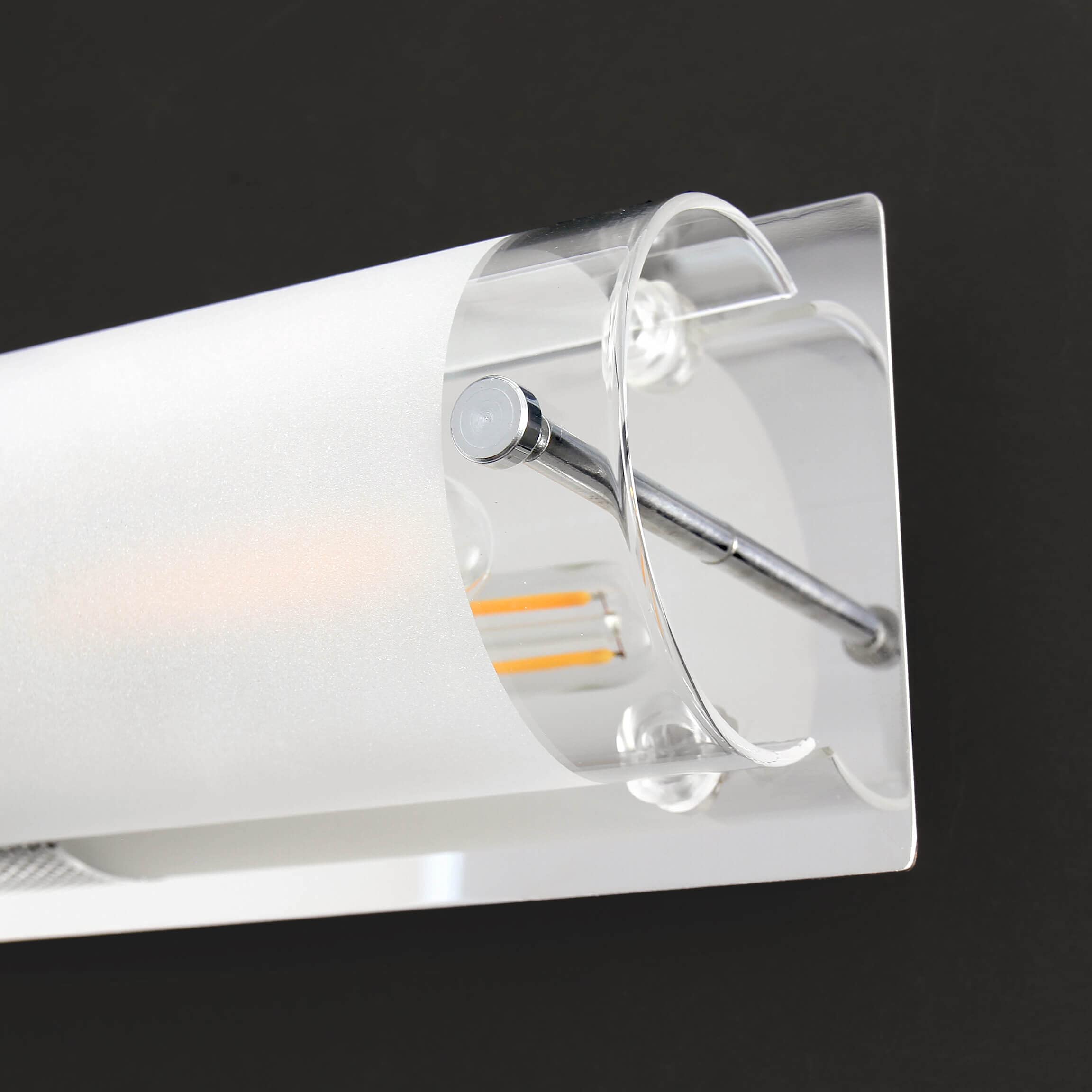 Lampada da parete in metallo vetro argento bagno L: 38 cm E14 fino a 40W 2 lampadine oblunghe Lampada da parete senza tempo per bagno PERIO