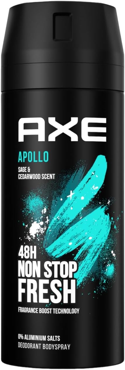 Apollo Men's Deodorant / Body Spray, 0% Aluminium, Pack of 6 x 150 ml