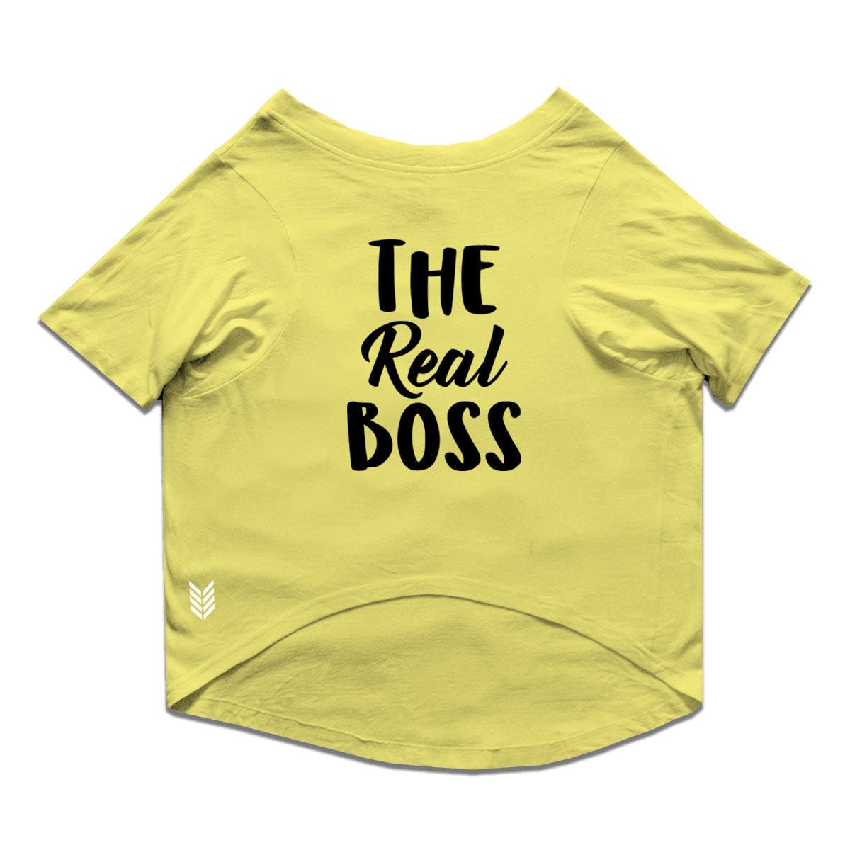 Ruse Basic Summer Dog T-Shirt The Real BOSS Printed Pets Crew Neck Half Sleeves Shirt/Apparel/Clothes/Tees Gift for Dogs(Lemon Tonic) L