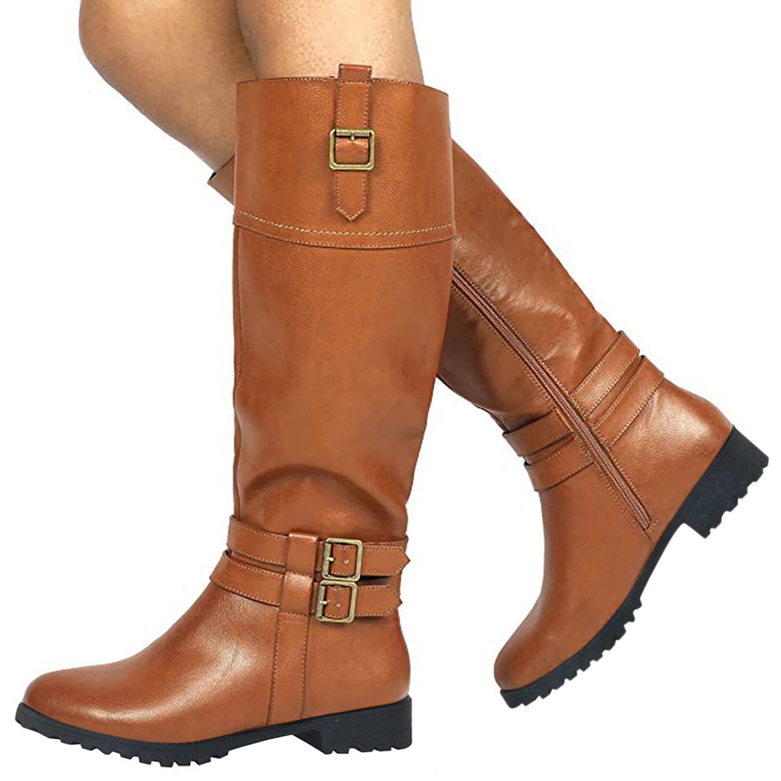 Botines Mujer Invierno Chic Botín Antiderapante Mujer Invierno Bota Con Correa De Hebilla Botas Impermeable Botas Casual Color Sólido Zapato Otoño Invierno Botas Botas Botas De Cintura Grande 35-43