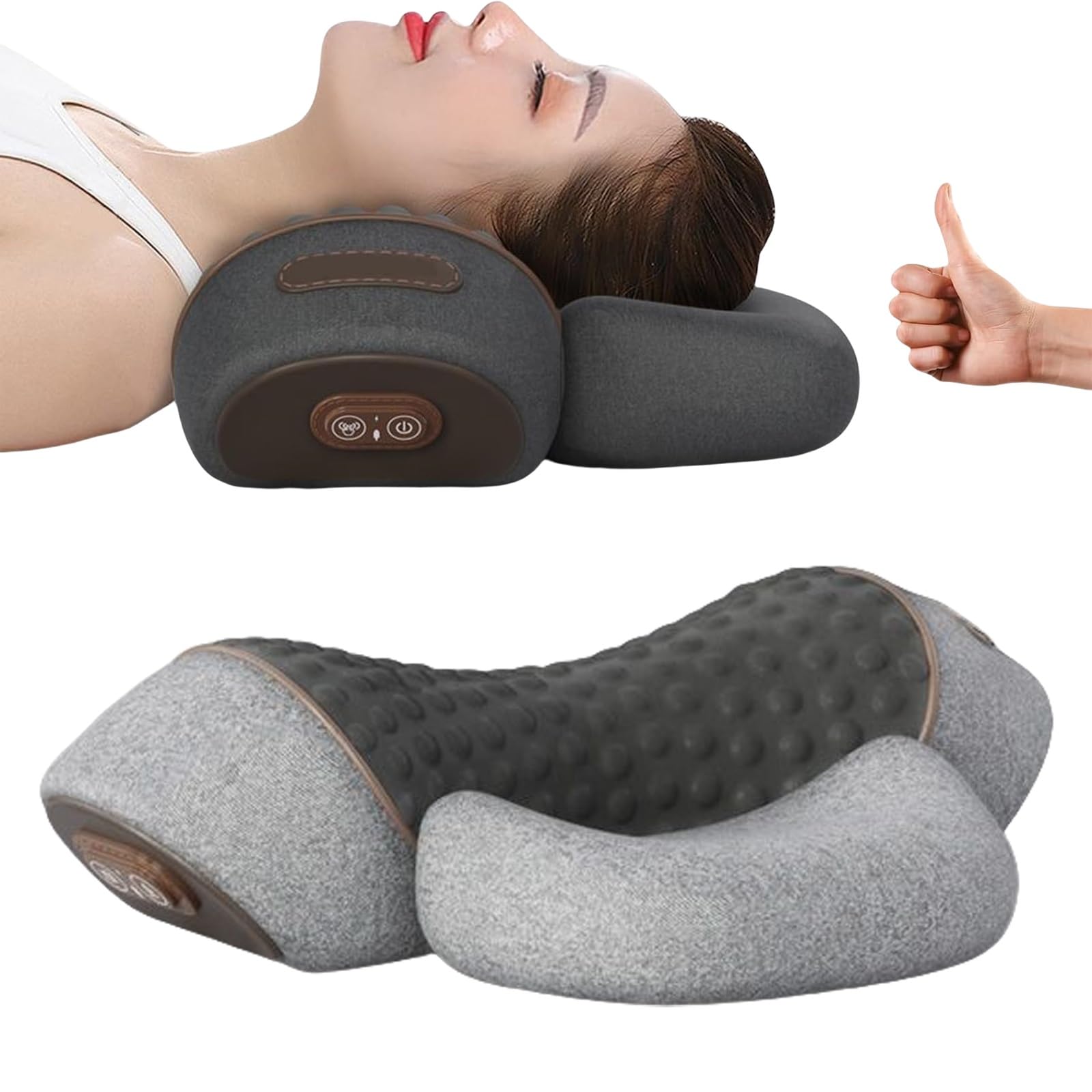 Yagerod Back Shoulder and Neck Massager, Fisiorest The 3-In-1 Neck Massager Pillow, Deep Massage and Relaxation, with Heat, with Traction for Sleep Aid(GREG)