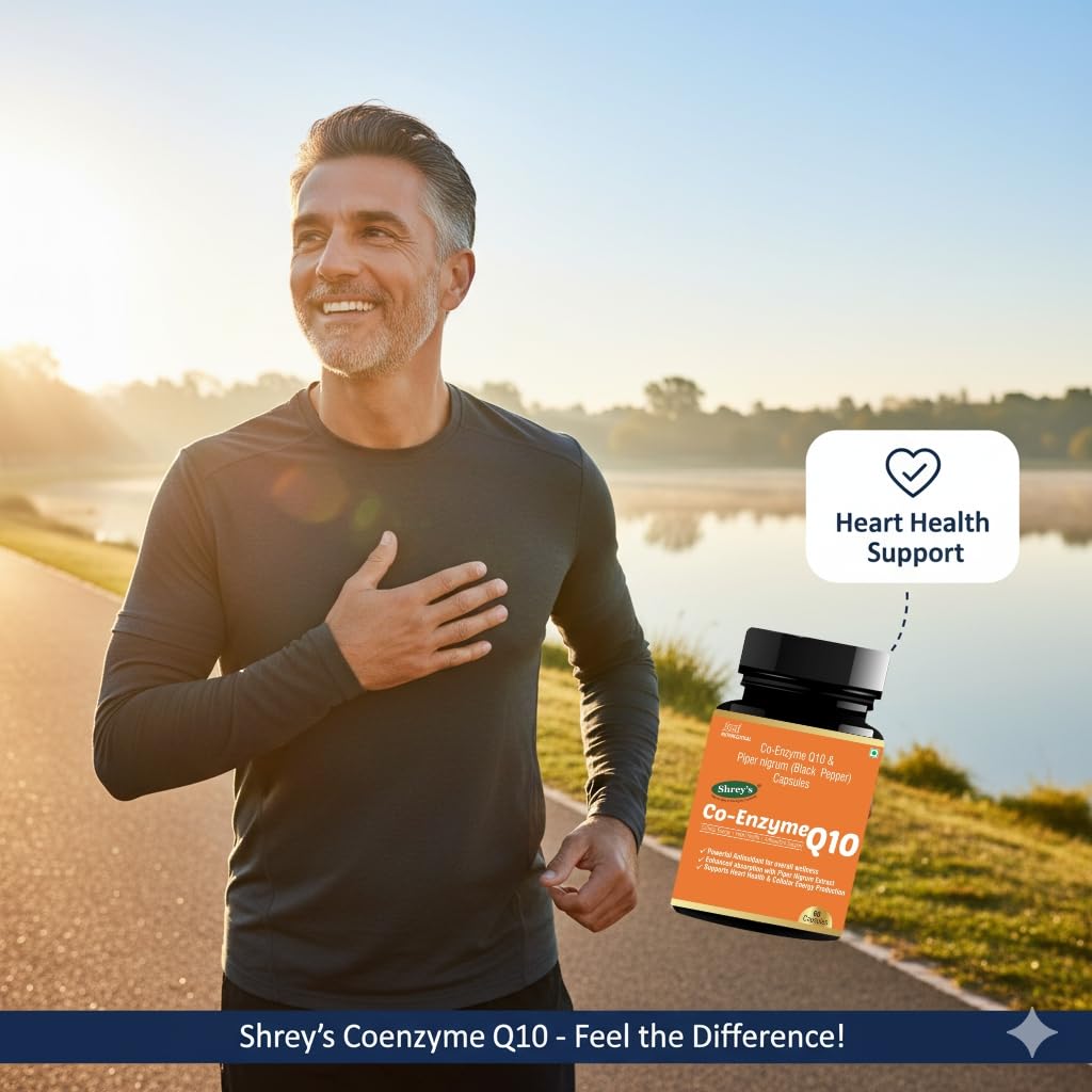 Shrey's Coenzyme Q10 (CoQ10) 200mg with Piperine 5mg – 60 Veg Capsules | Supports Heart, Energy, Mitochondrial Health & Antioxidant Protection | High Absorption Formula — Amazon image 4