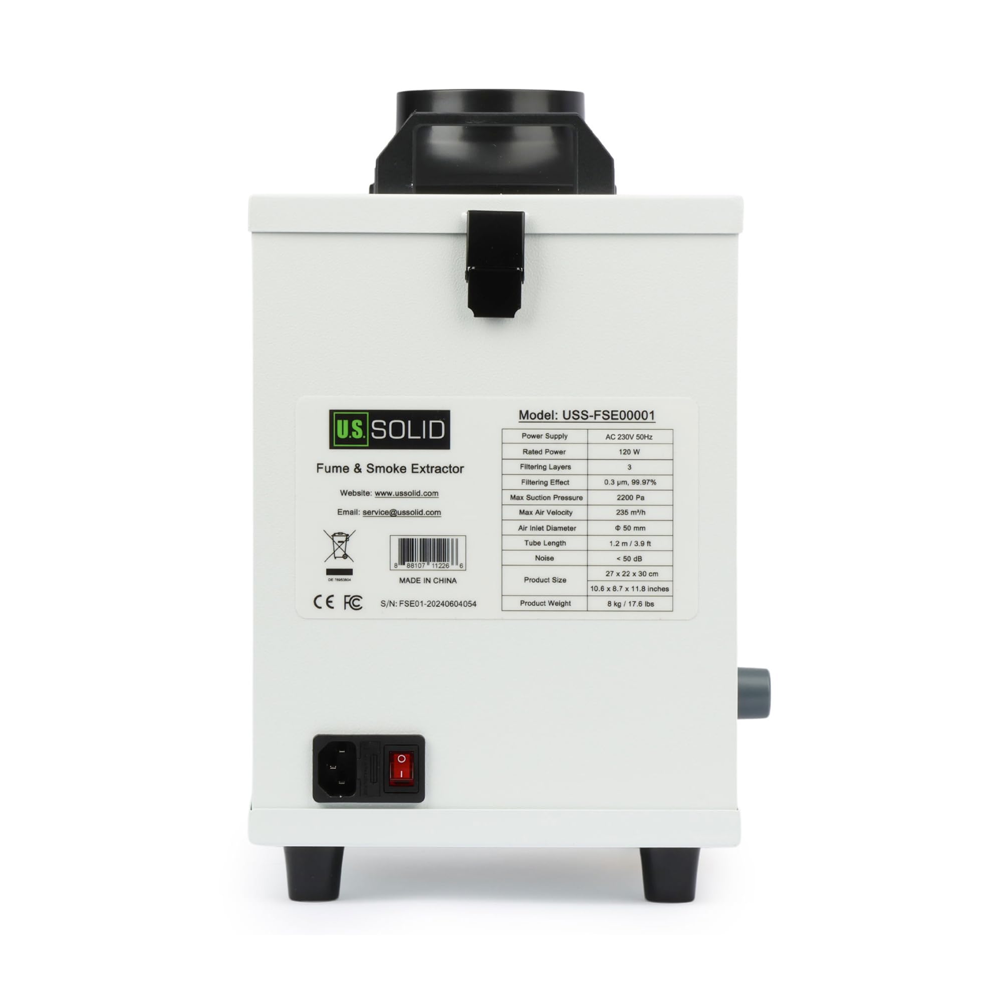 U.S. Solid USS-FSE01 - Extracción de humos de soldadura con diseño de triple filtro, 120 W, potente HEPA, extractor de humo de soldadura, fuerte succión para soldadura, soldadura y trabajo de grabado