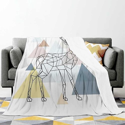 Miniatura 2 de WHYATT Manta creativa de ciervos poligonales para hombre, para sofá, camping, viajes, picnic, 30 x 40 pulgadas