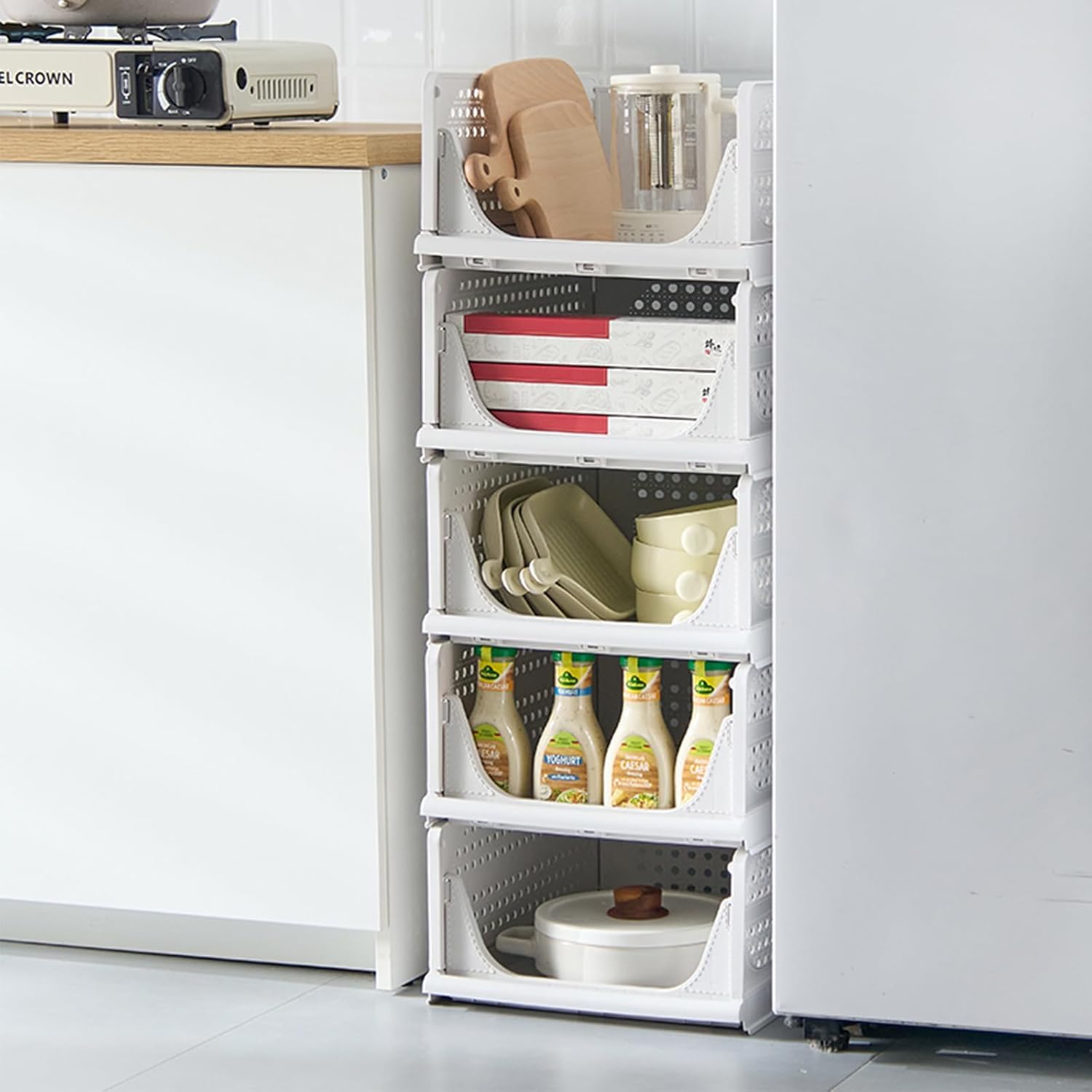 RMAN 6 Stück Kleiderschrank Organizer Faltbare Stapelbar Schrank Organizer | Schubladenboxen, Aufbewahrungsboxen, Unterwäsche, Socken, Kleidung, Weiß