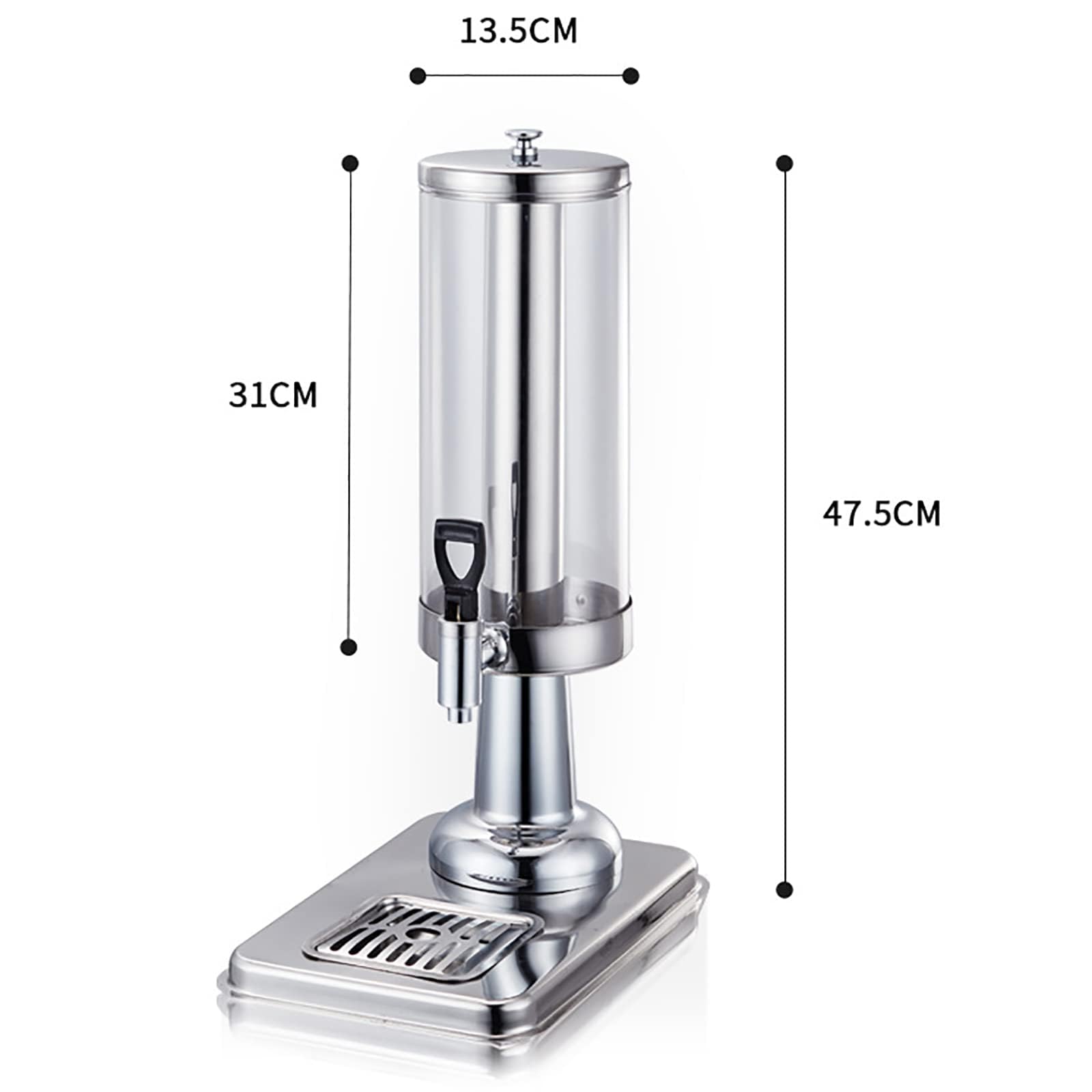 Dispensadores de bebidas de acero inoxidable, máquina comercial de bebidas frías de 3 litros, dispensador de zumo de frutas con soporte y grifo, for el hogar, restaurante y fiesta
