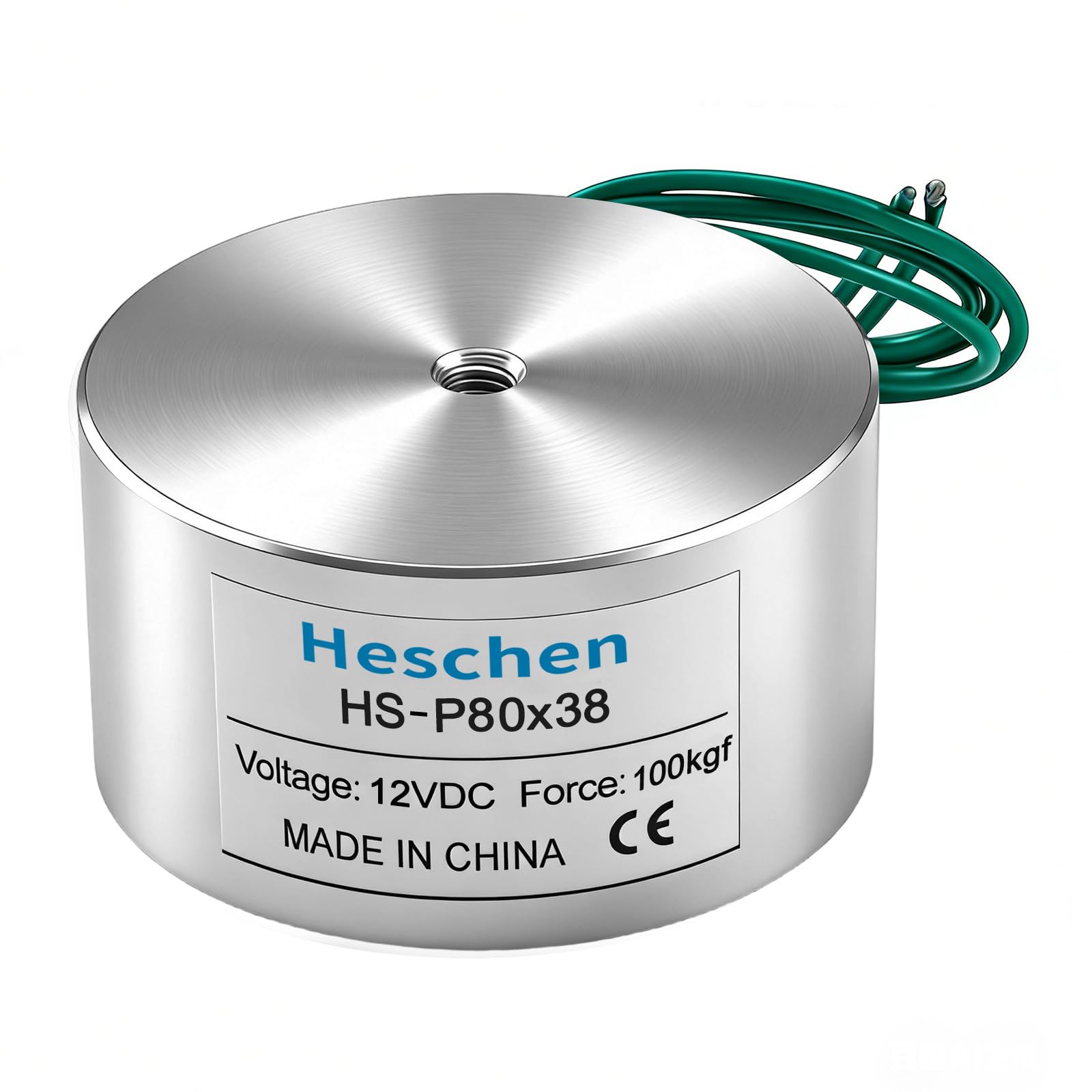 Heschen Electroimán Imán Solenoide, HS-80/38, OD 80mm, DC 12V, 100Kg/220lb