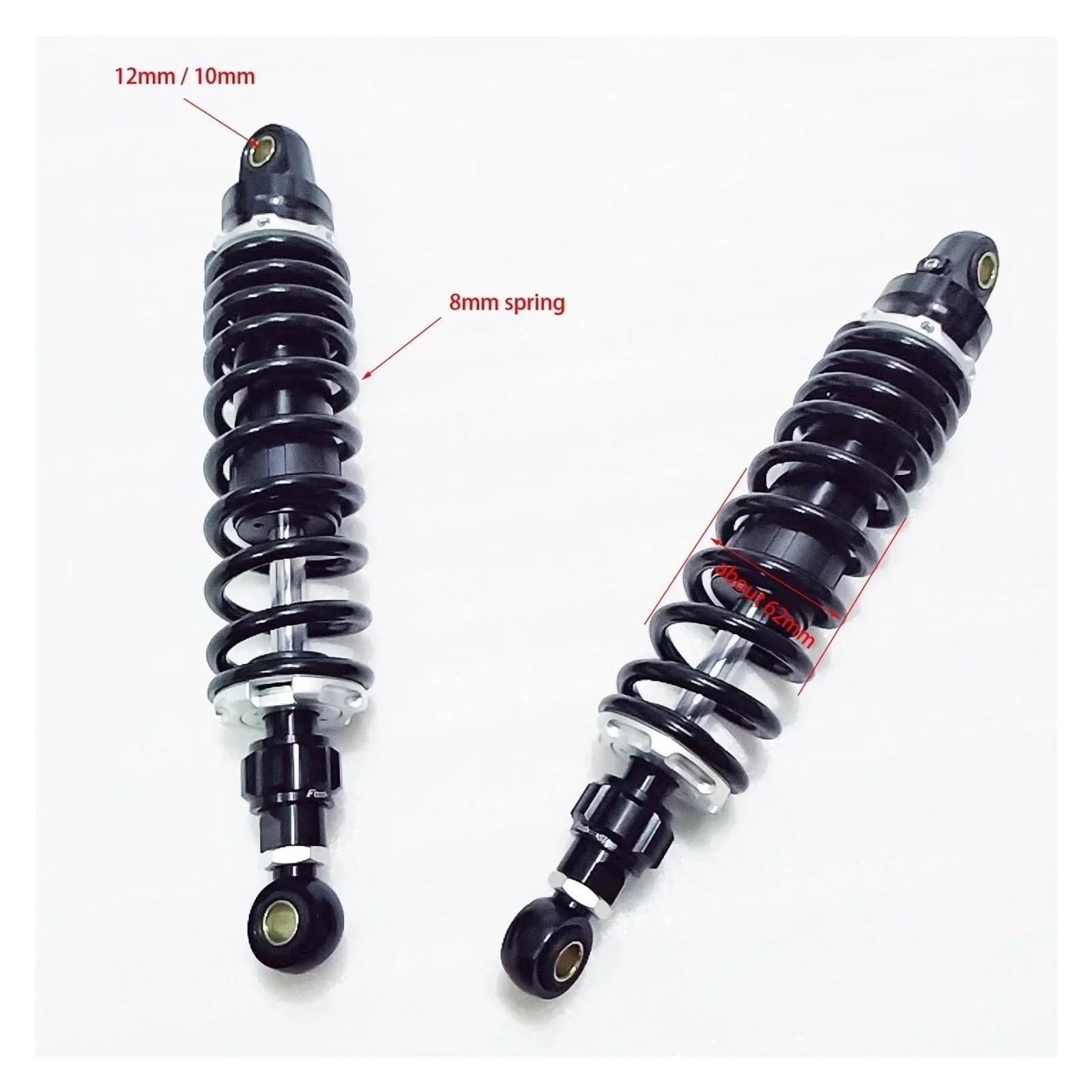 Amortisseur Une Paire D'amortisseurs Moto À Ressort, 305mm, 320mm, 330mm, 340mm, 345mm, 350mm, 365mm, 8mm, Suspension Arrière Réglable Amortisseur De Moto(345mm Black)