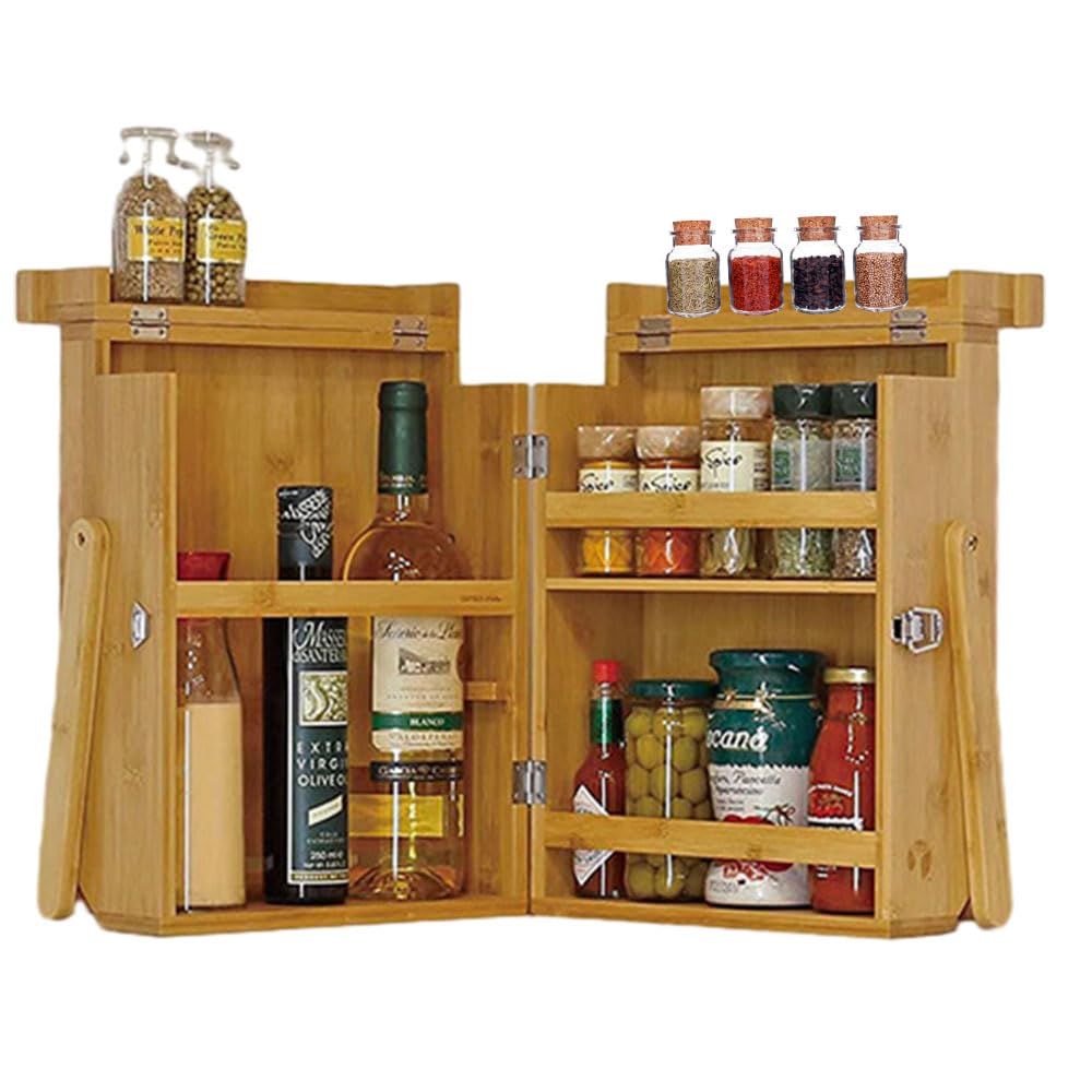 Bamboo Outdoor Picnic Carrying Box, Multifunctional Storage Box Seasoning, Portable Sauce And Spice Storage Package, Multifunctional Kitchen Organizer.