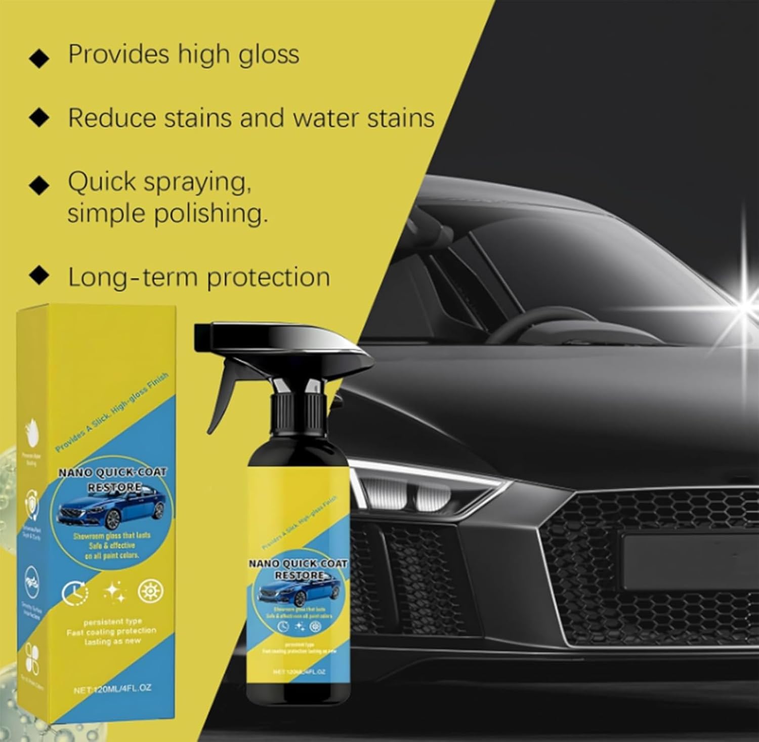 Nano Quick Coat Restore Coating Spray, 2026 Advanced Automobile Quick-Acting Coating Agent, Quick Effect CoatingAgent Spray with Dust Proof and Glazing Effects Long-Lasting Car Showroom Gloss — view 4