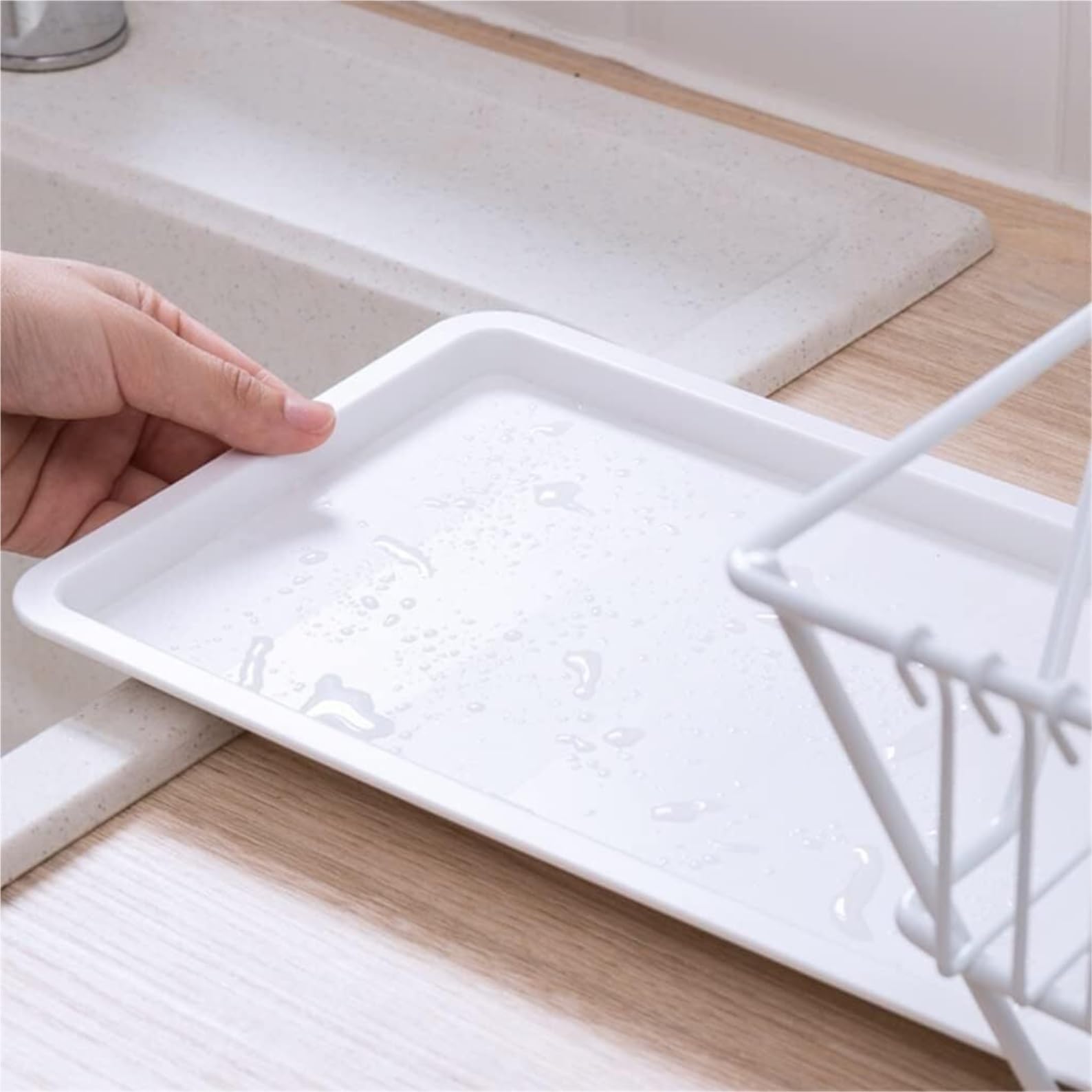 Escurreplatos Estante De Secado Platos Hierro con Escurridor Organizador Utensilios Encimera Cocina para El Hogar Organización Cocina(White)