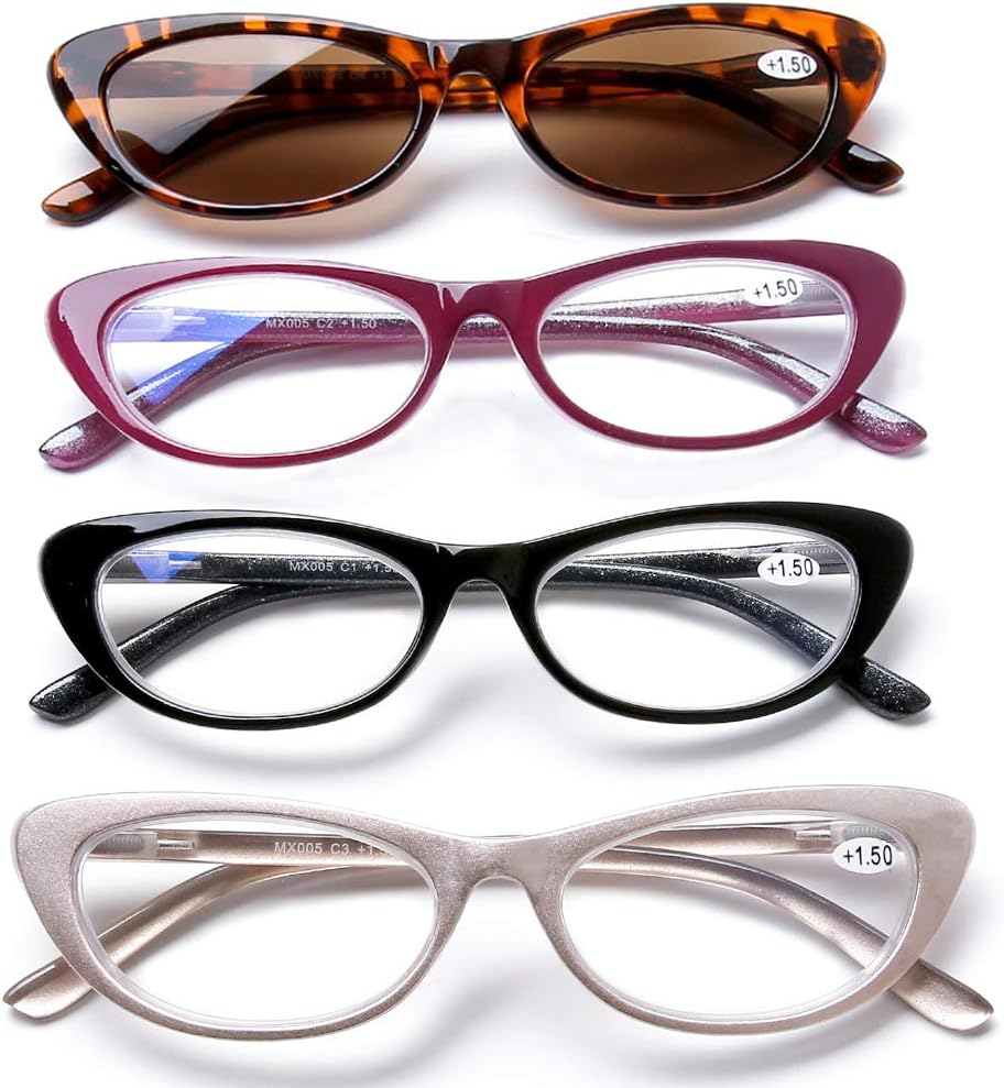 AQWANO Computer Reading Glasses Designer Blue Light Blocking Cat Eye Eyeglasses Readers Anti UV400 Digital Eyestrain for Women, 1.5