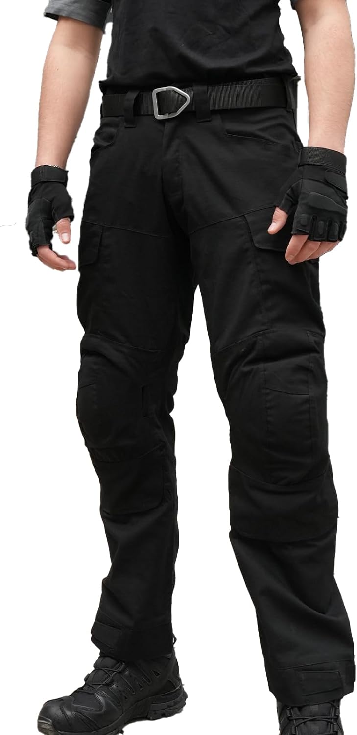 Men's Tactical Cargo Pants, Ripstop Waterproof Military Pants with Knee Pads, BDU Pants with 6 Pockets