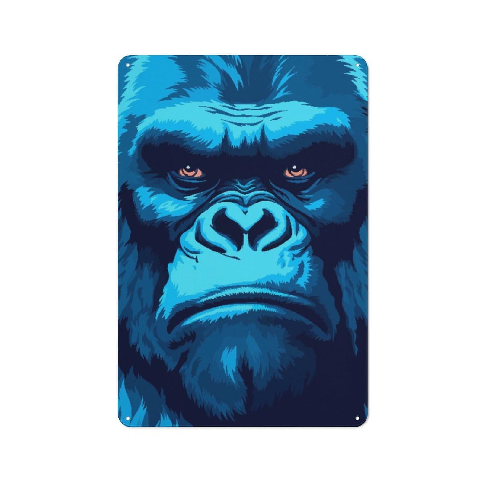 Junmoney Powerful Gorilla Pixel Art Vintage Tin Sign 30X20cm With For Workshop Wall, For Makers And Diy Enthusiasts, For Retro Home Interiors