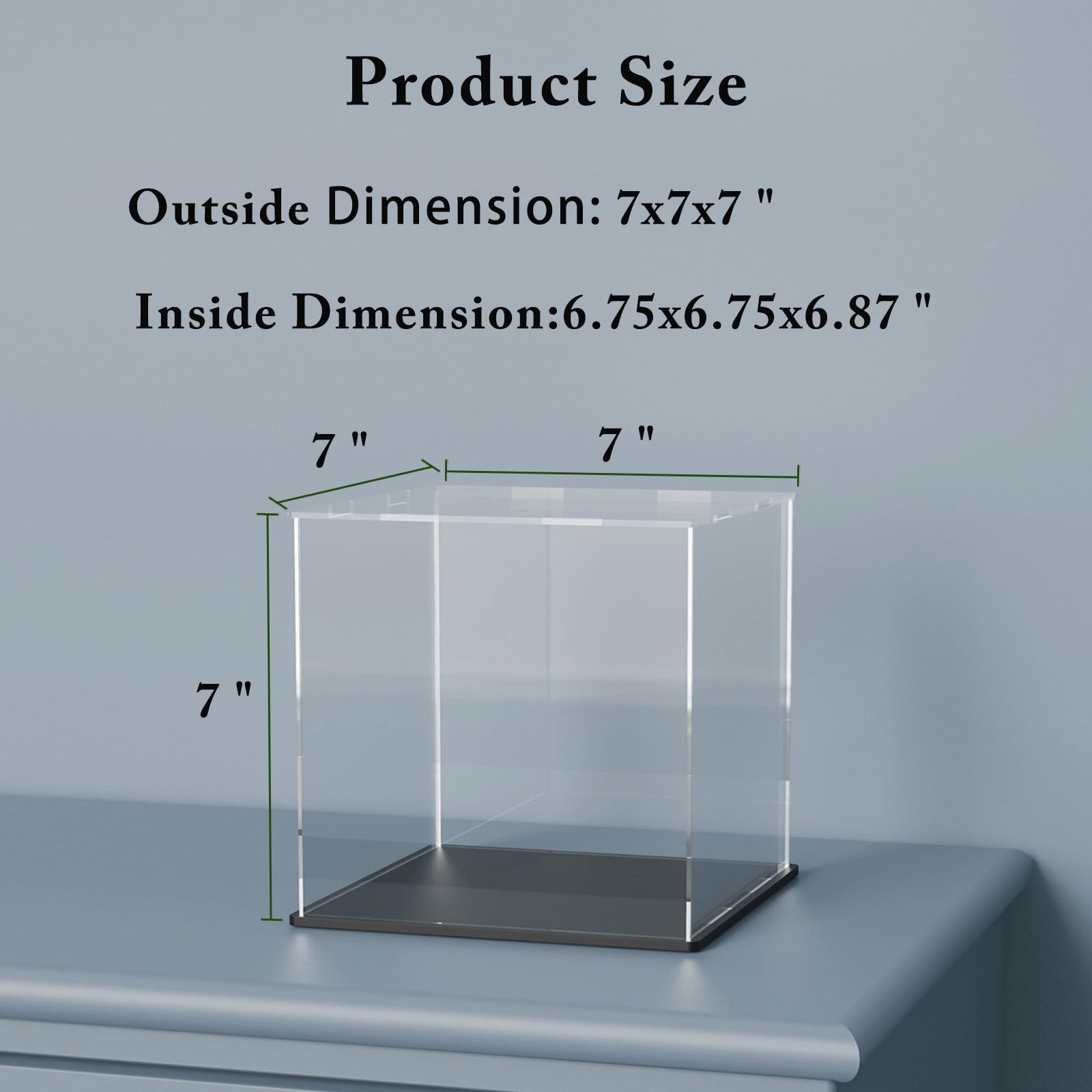 HOPEME 7x7x7 Inch Clear Acrylic Display Case, Rectangle Acrylic