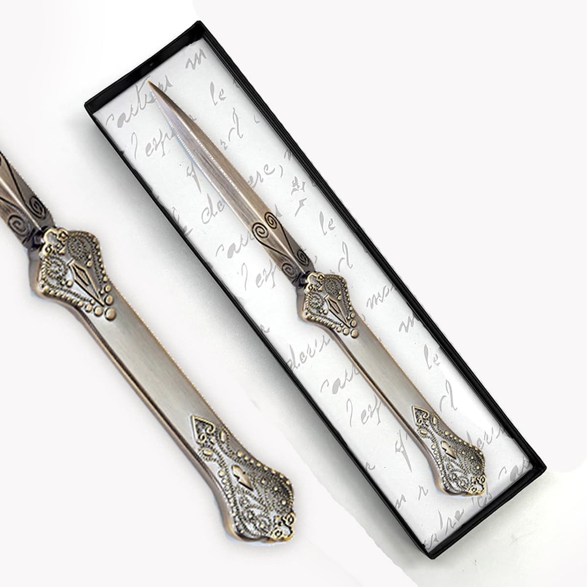 Antiqued Metal Letter Opener –Vintage Paper Knife 7" – Heavy-Duty Solid Metal Executive Desk Accessory Gift