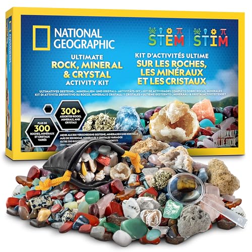 NATIONAL Geographic Steinesammlung für Kinder – 300 Edelsteine, Mineralien & Kristalle, Geologie-Set