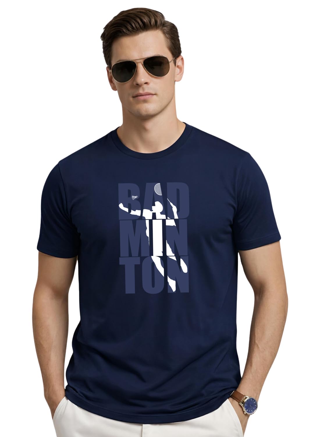 adro Mens Badminton Tshirt | Cotton Lycra | Regular Fit Tee | Sports Design T-Shirt for Men | Printed T Shirts for Men-picture-23