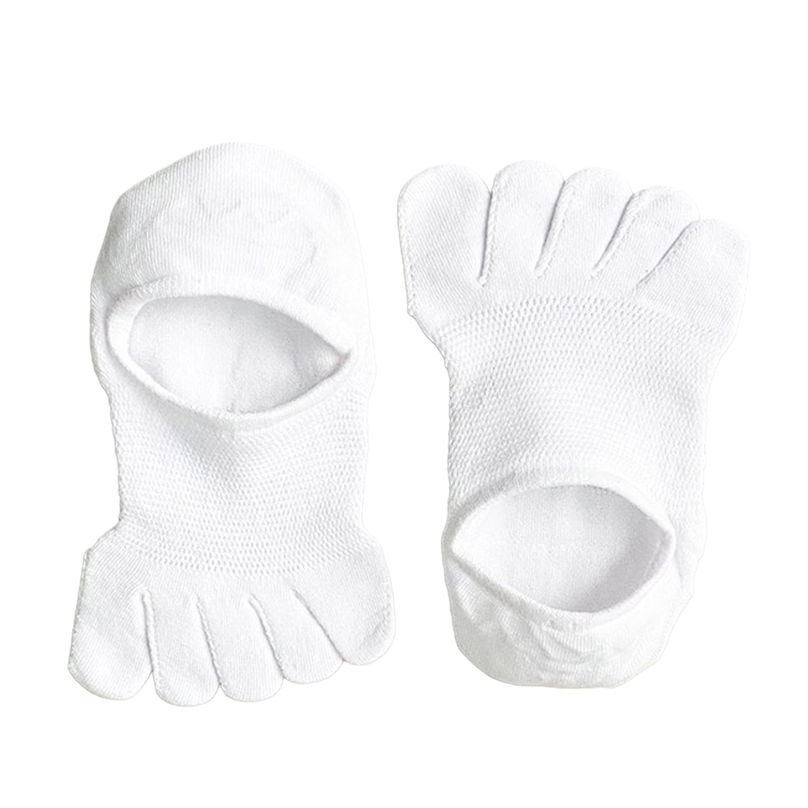 Colaxi Five Finger Socks Non Slip Cotton Ankle Toe Socks for Running Home Casual Adults, White