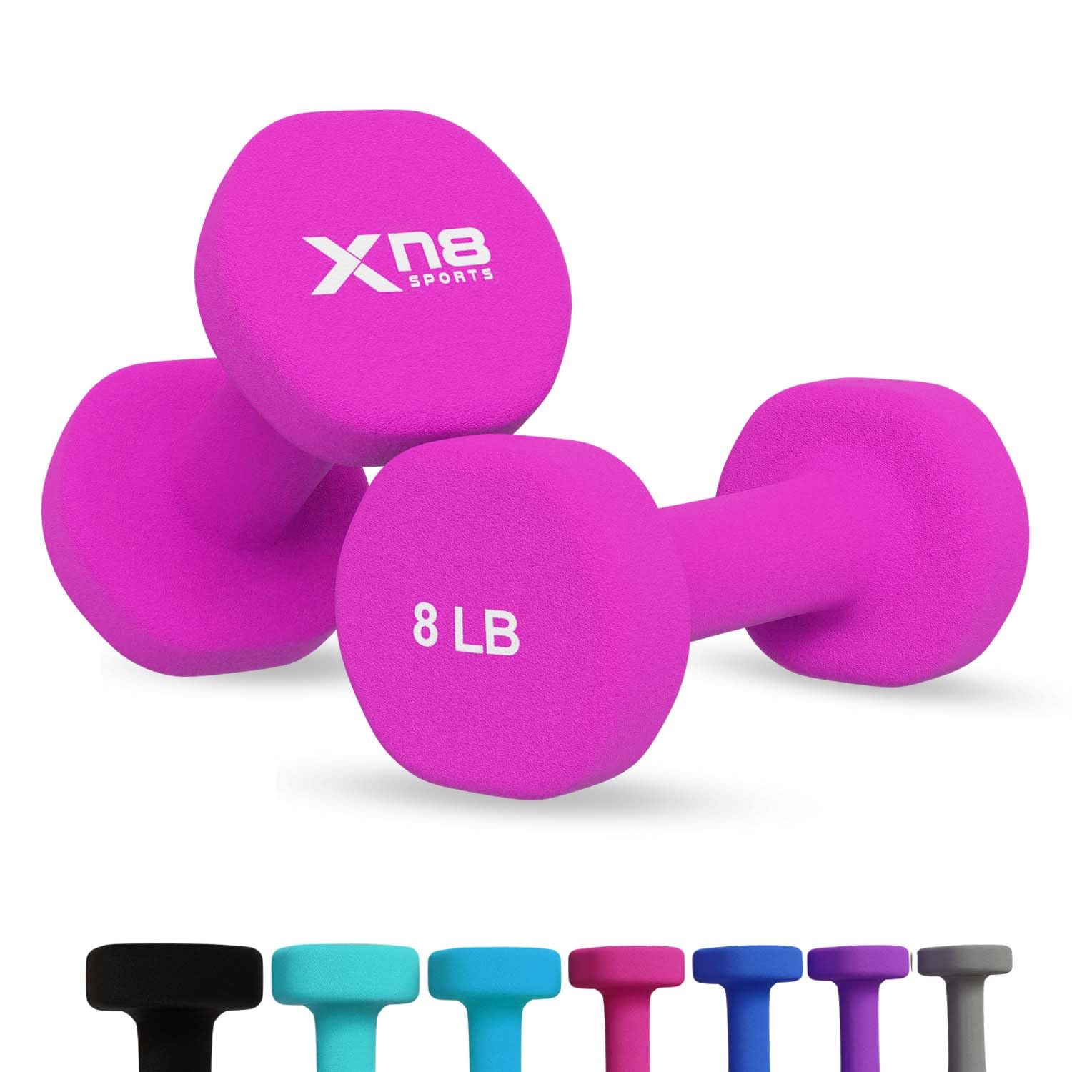 Xn8 Dumbbells Set Neoprene Coated Weights Dumbbells Set- Hand Weights for Home Gym, Pilates, Cardio, Training and Fitness- Anti Sweat Hex Dumbbells with Comfy Grip- 1-44lb Dumbbells Set Women Men