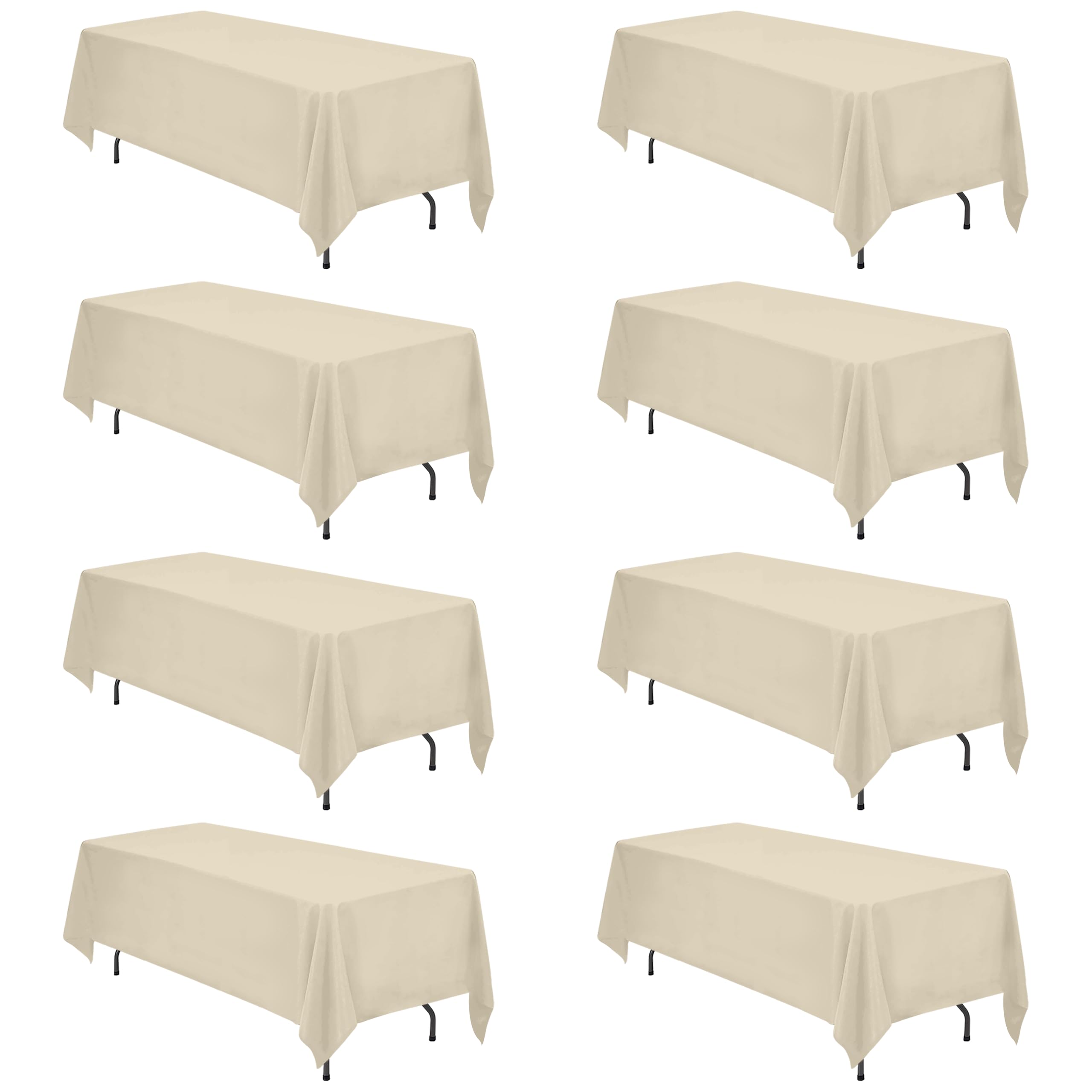 BRILLMAX 8 Pack Beige Tablecloths 70x120 Inch for 6-8ft Rectangle Tables