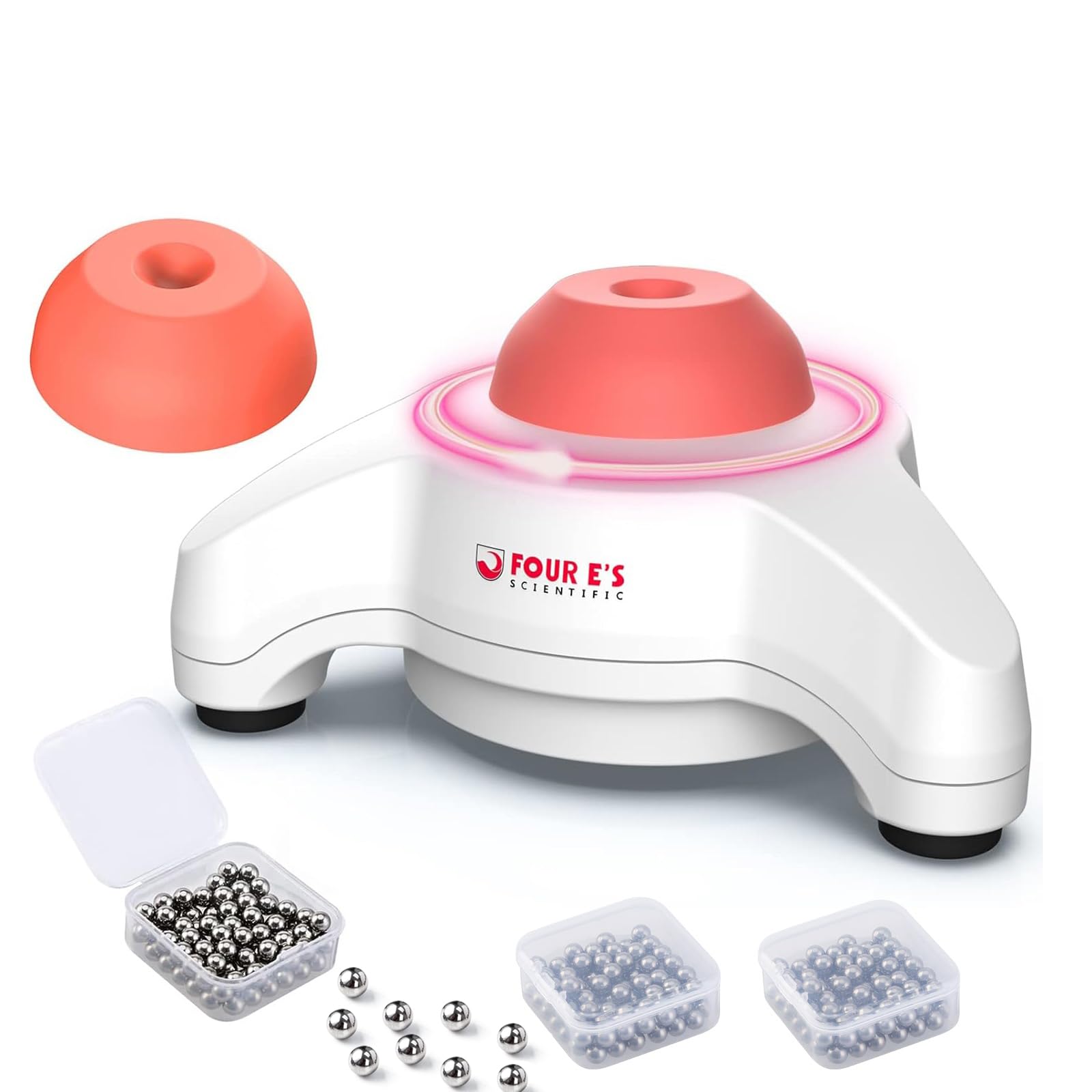 Mini Vortex Mixer - Four E's Scientific Lab Vortex Shaker, 5600rpm, Orange, Touch Function Portable for Lab Tattoo Inks Acrylic Paints Nail Polish with Extra Silicone Cap & 100pcs 7/32in Mixing Balls