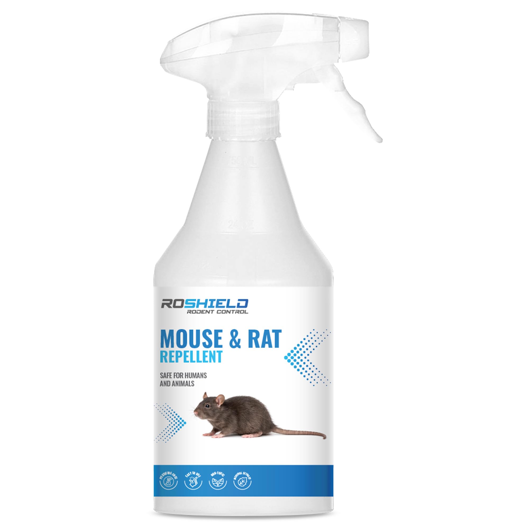 ROSHIELD 500 ml Rats & Mice Repellent Spray, EXTRA STRONG Organic Oil Formulation, Non-Toxic, Fast Acting, Outdoor use, Safe for Humans & Animals