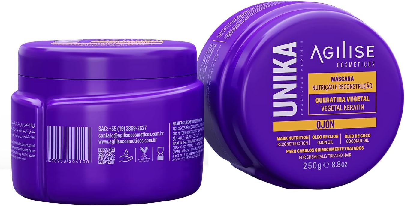 agilise Unika Ojon Home Care Hair Mask – Chemically Treated Hair Care, Anti Frizz Hair Products for Women, Sulfate Free Mask – Vegetal Keratin, Coconut Oil, Ojon Oil, VEGAN – 8.8oz/250g