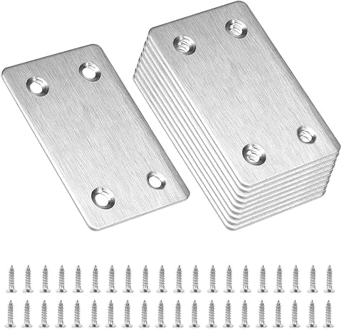 10pcs Soportes De Placa Plana Pletina De Acero Inoxidable Pletinas De Acero De Esquina Planos Inoxidable Placas De FijacióN De Metal Plano Para Muebles Silla De Madera Bricolaje