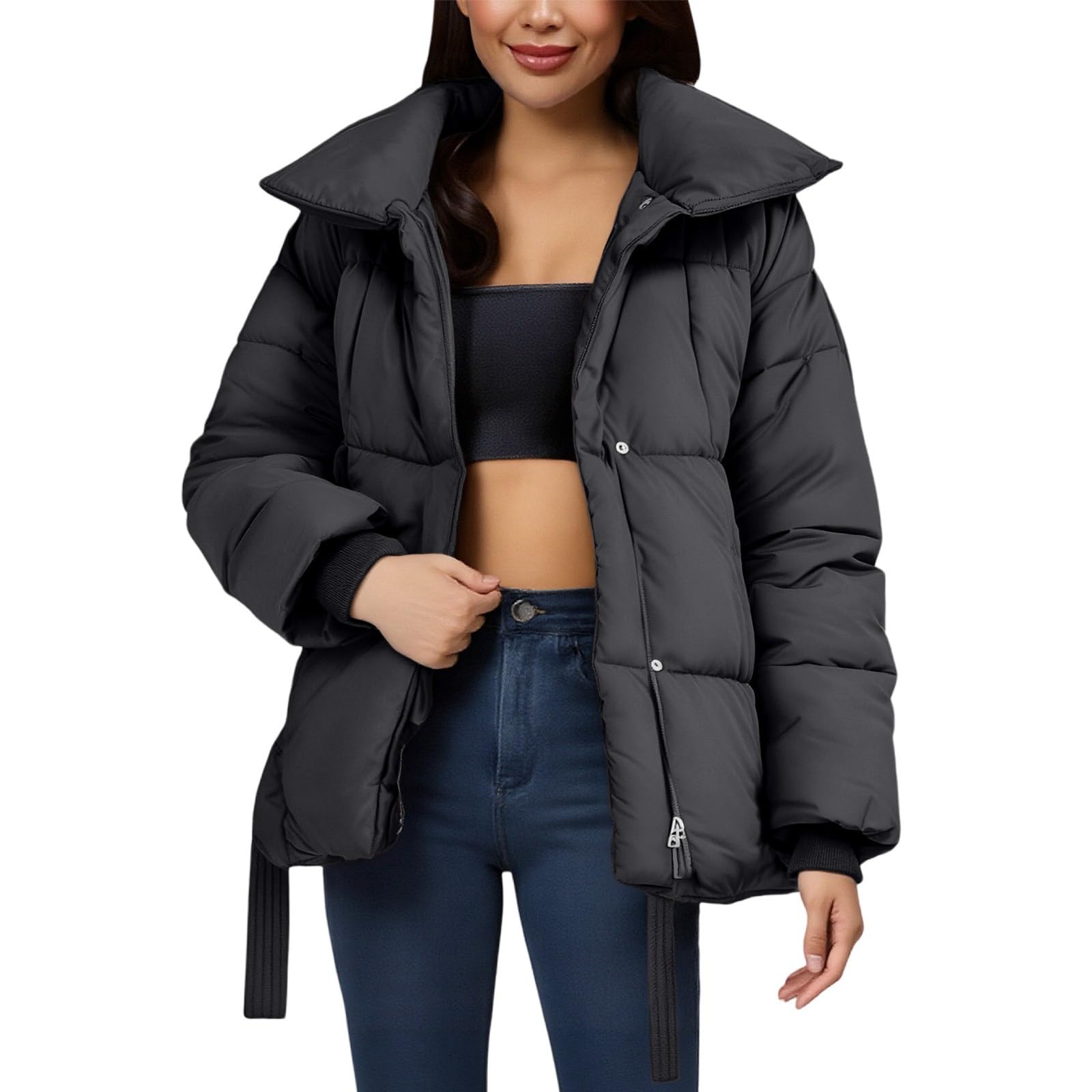 Chaqueta acolchada ligera con capucha para mujer, chaqueta de invierno larga, abrigo de plumón, abrigo de invierno cálido, parka de invierno resistente al viento, chaqueta de plumón, chaqueta de
