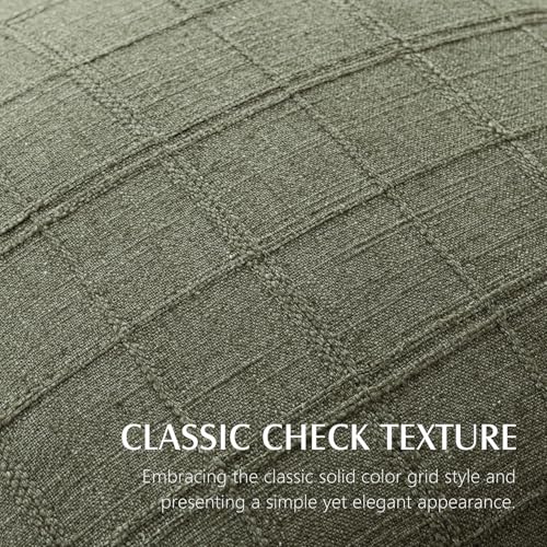 Image of Foindtower Set of 2 Decorative Linen Check Fringe Throw Pillow Covers Farmhouse Vintage Cushion Covers Modern Boho Home Decor for Sofa Chair Couch Bedroom Living Room,22x22 Inch,Olive Green