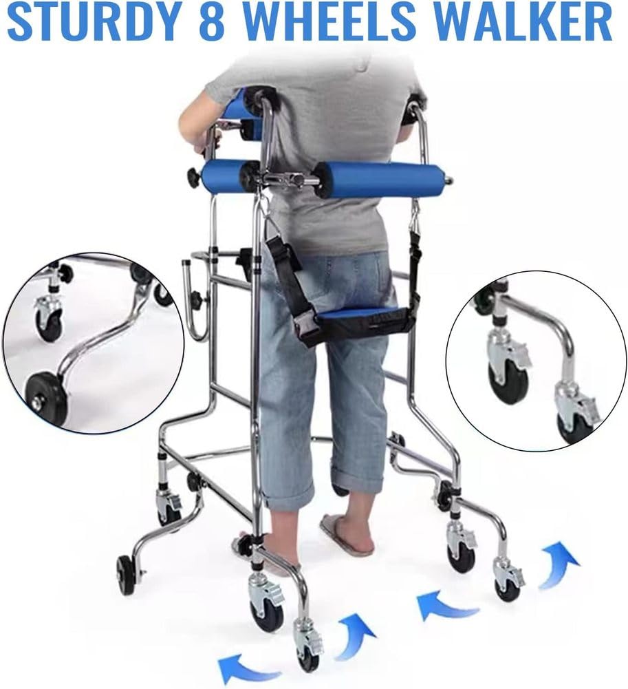 Beweglichkeitsläufer Erwachsene mit 8 Rädern für Stabilität und Unterstützung, Stehhilfe für die Rehabilitation der unteren Gliedmaßen und tägliche Hilfe