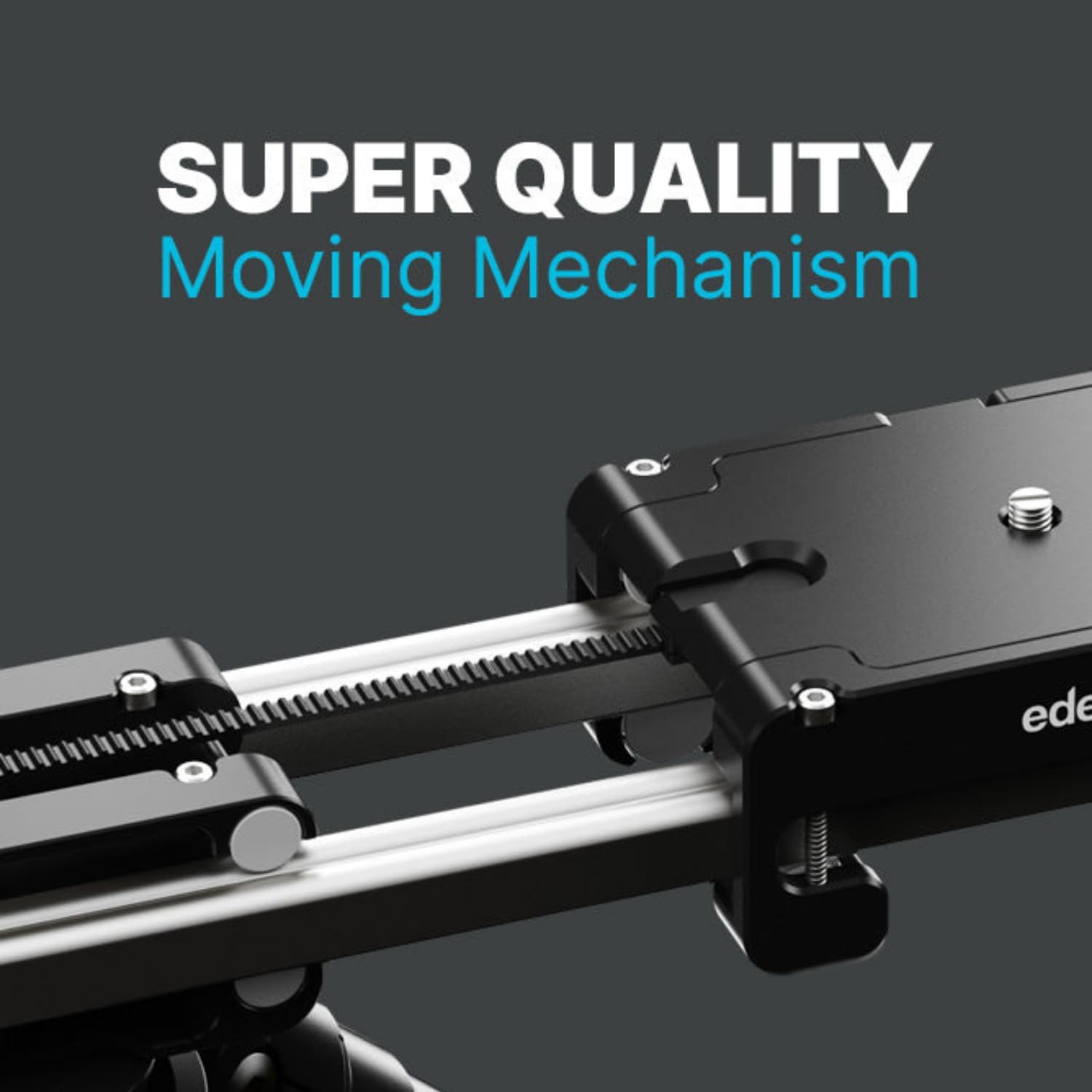 Close-up of the edelkrone SliderPLUS's moving mechanism, highlighting its precision engineering.