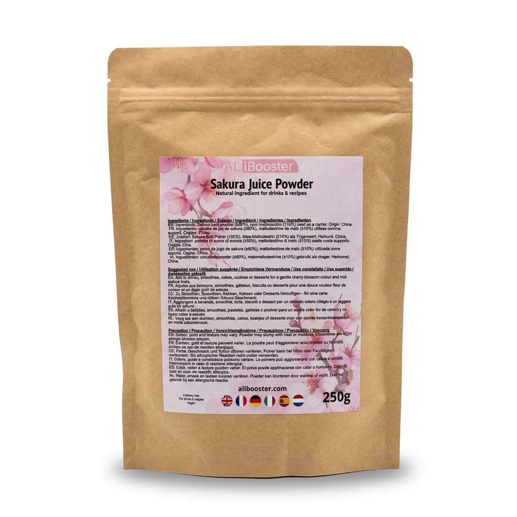 Poudre de Sakura Blossom 250 g - Fleur de Cerisier en Poudre - Qualité Alimentaire - Ingrédient Naturel pour Pâtisserie, Boissons et Desserts Japonais