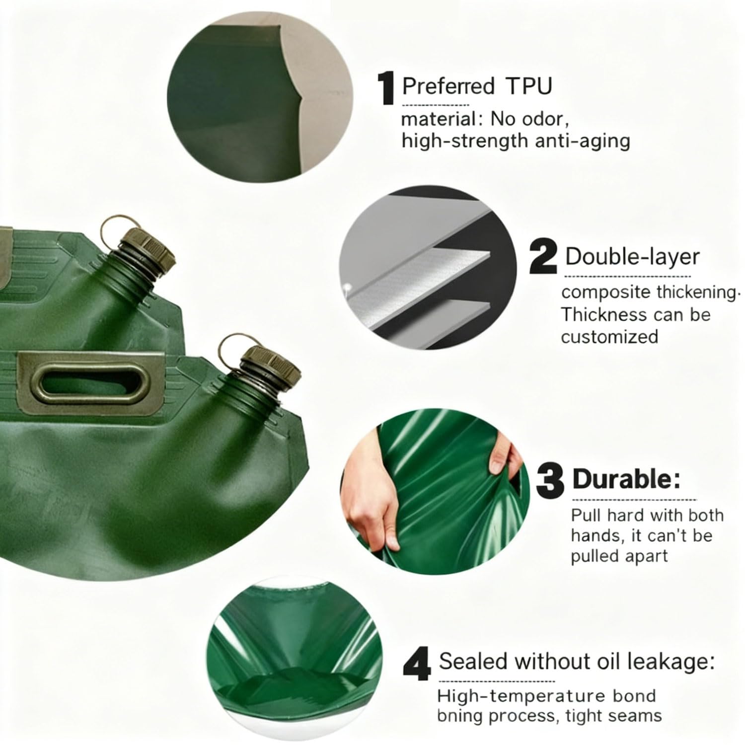 Flexibler Benzinkanister mit eingebautem Ausgießer tragbarer Kunststoff-Kraftstofftank Faltbarer Auto-Motorrad-Dirt-Bike-Notfall-Kraftstoffbeutel aus TPU (Size:30L)