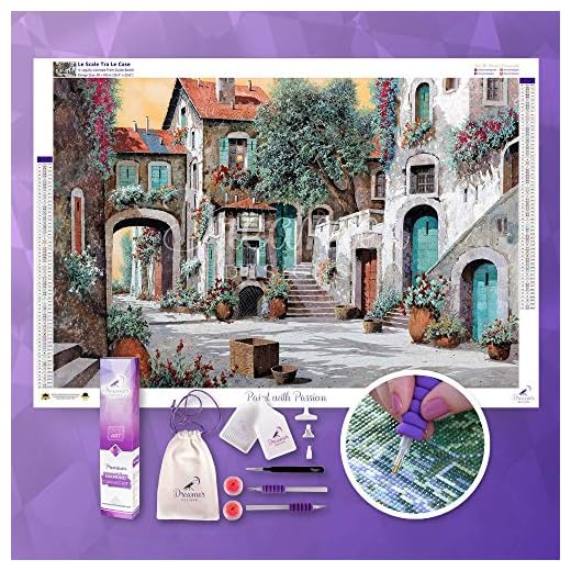 Dreamer Designs - Le Scale Tra Le Case, 5D Diamond Painting Kit, 90 x 60cm (35.4'' x 23.6''), Full Drill Square Diamonds, DIY Diamond Art, Paint with Diamonds