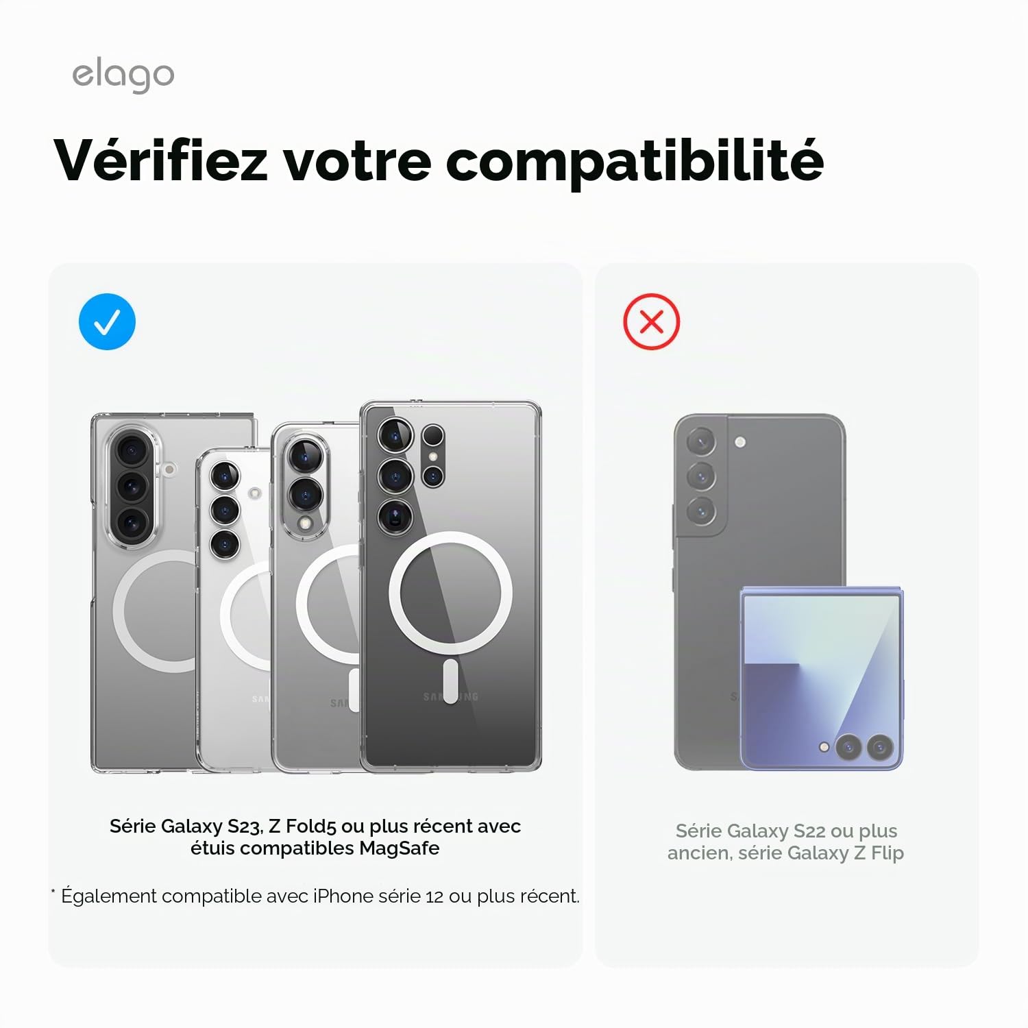 elago Portefeuille Magnétique pour Samsung Galaxy S26, S26 Ultra, S26 Plus, S25 Edge, Z Fold 7 & Série S25 – Cuir Végétalien, Compatible avec MagSafe – 2 Cartes, Étui Porte-Cartes Sécurisé (Marron)