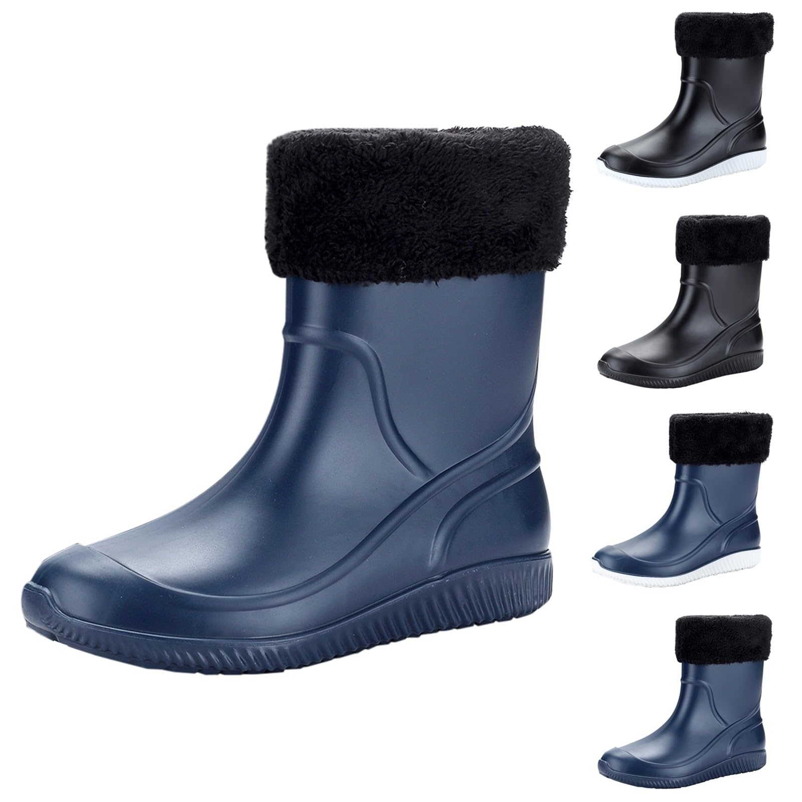 Botas de lluvia para hombre, forradas, botines de goma, botines impermeables, botas de lluvia, zapatos de goma, antideslizantes, de jardín, botas de lluvia, botas de tobillo